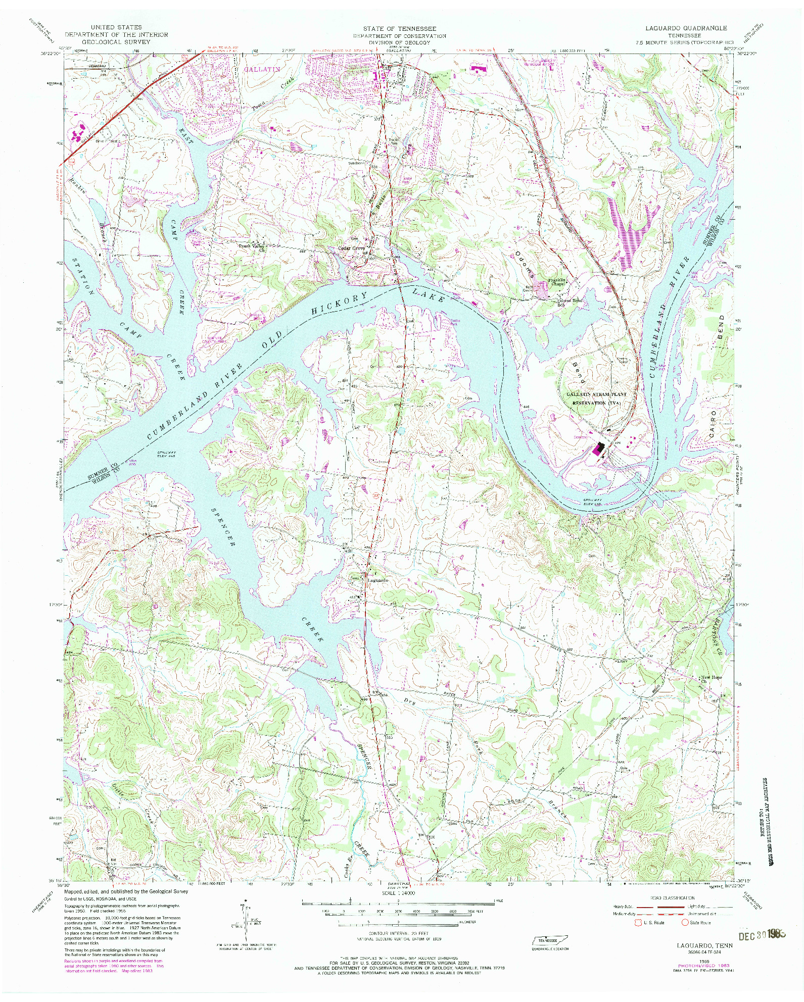 USGS 1:24000-SCALE QUADRANGLE FOR LAGUARDO, TN 1955