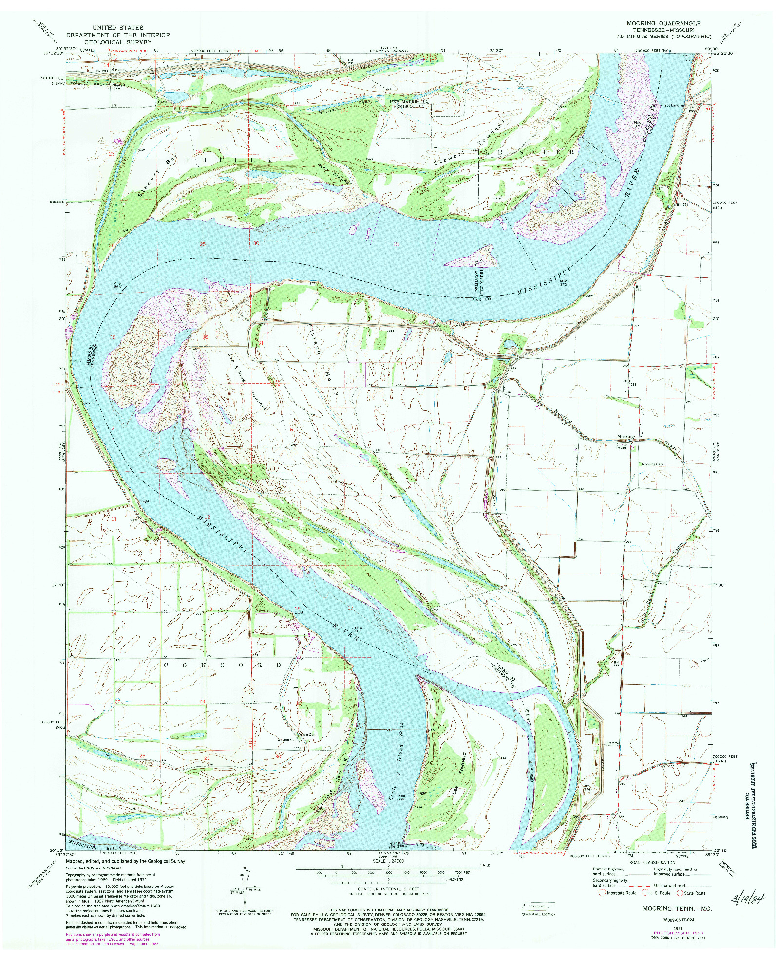 USGS 1:24000-SCALE QUADRANGLE FOR MOORING, TN 1971