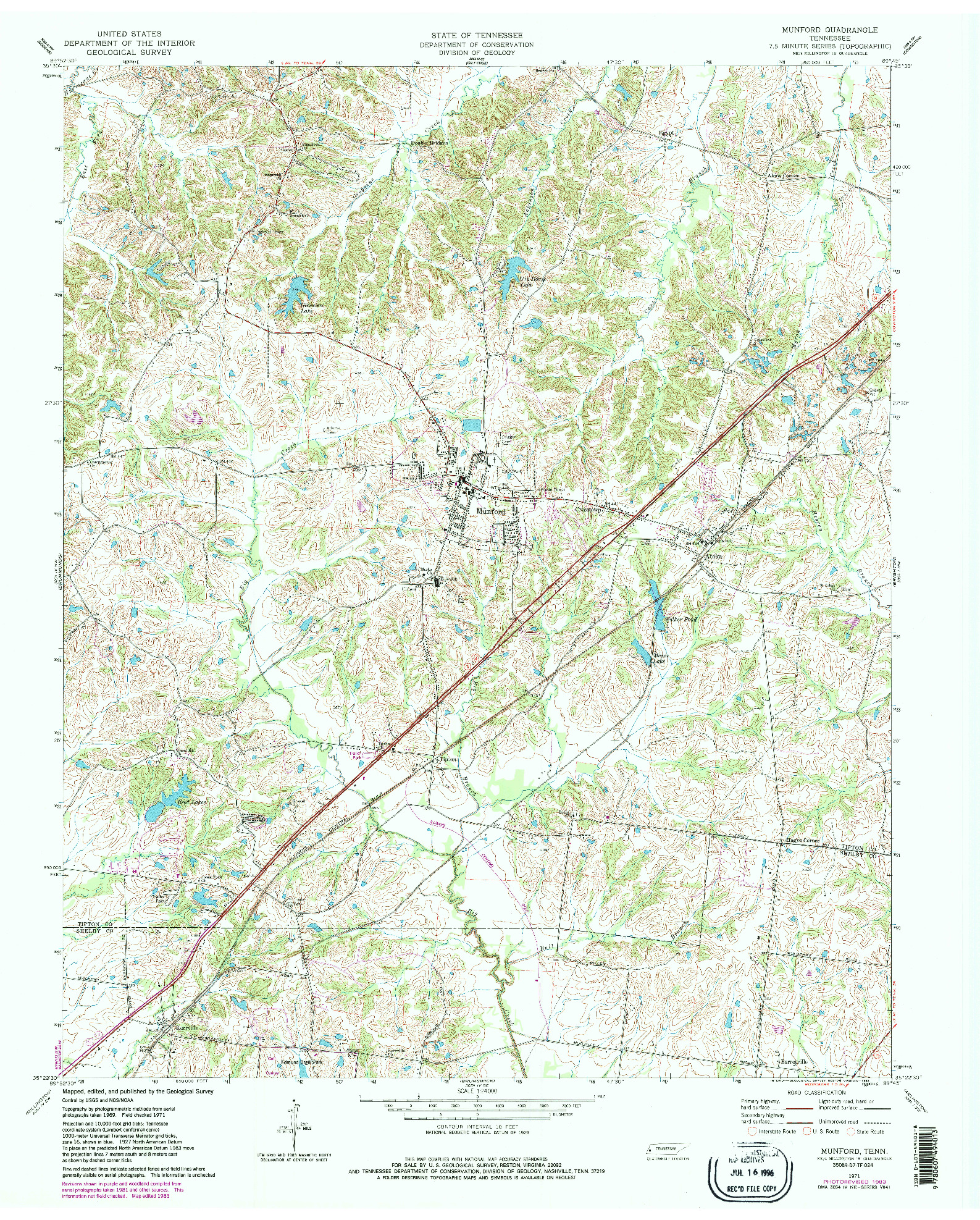 USGS 1:24000-SCALE QUADRANGLE FOR MUNFORD, TN 1971