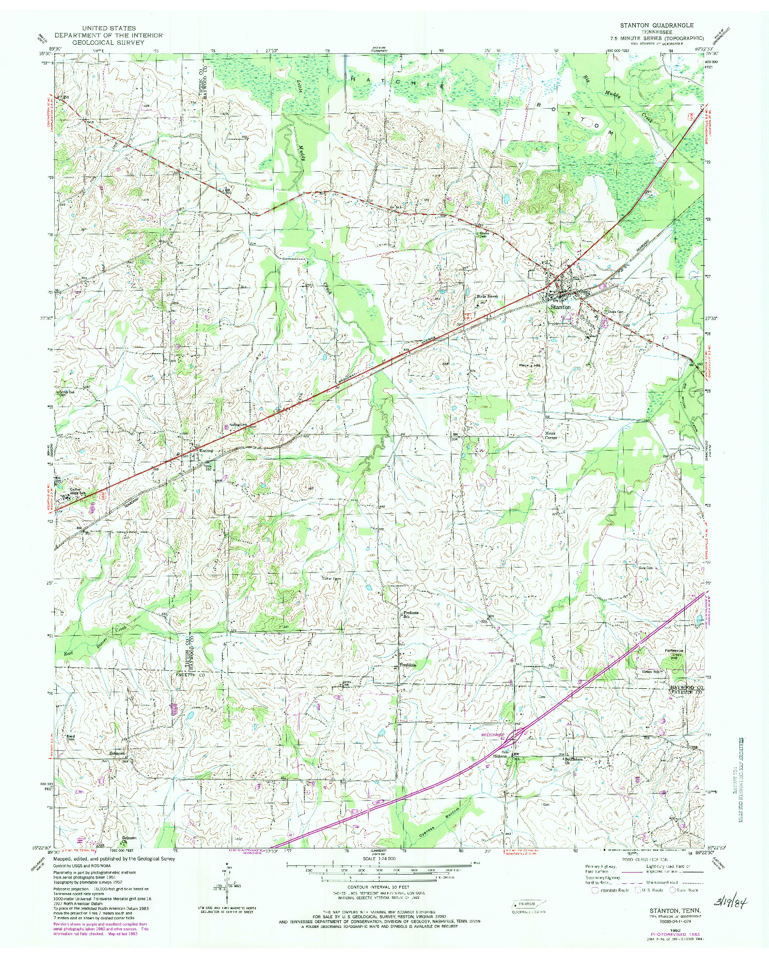 USGS 1:24000-SCALE QUADRANGLE FOR STANTON, TN 1952