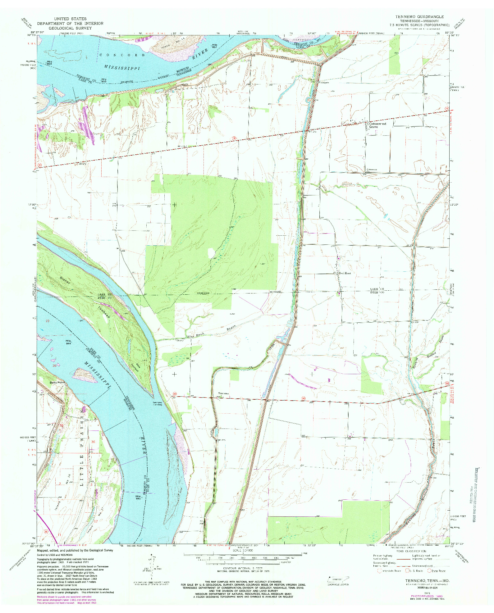 USGS 1:24000-SCALE QUADRANGLE FOR TENNEMO, TN 1971