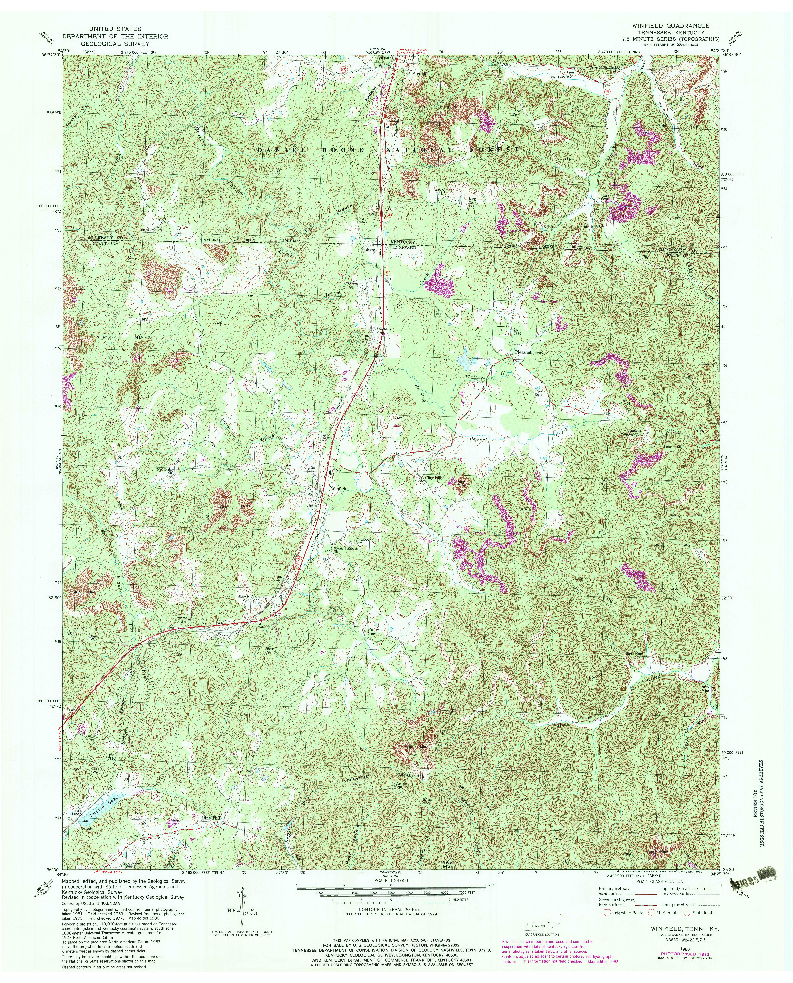 USGS 1:24000-SCALE QUADRANGLE FOR WINFIELD, TN 1980