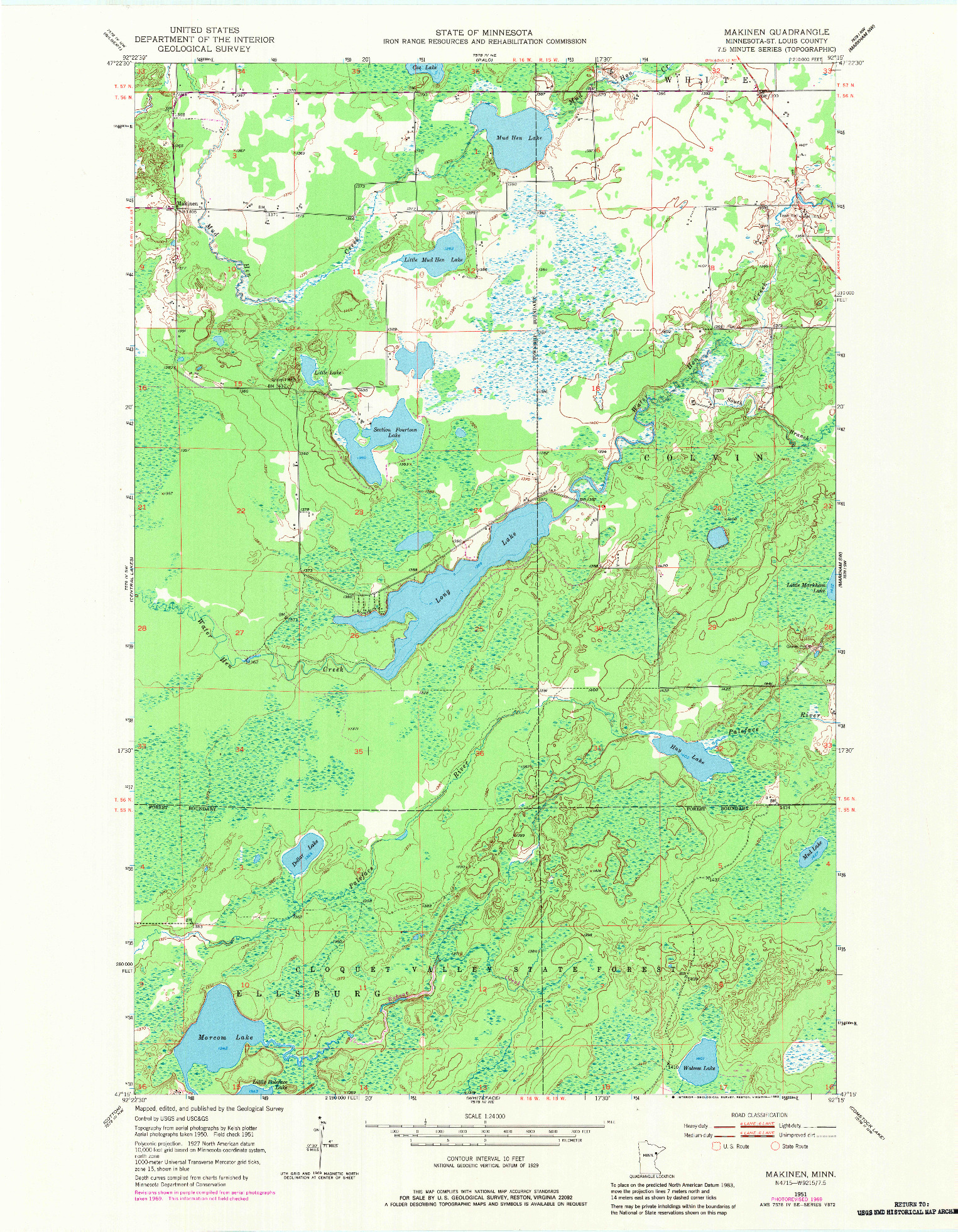 USGS 1:24000-SCALE QUADRANGLE FOR MAKINEN, MN 1951