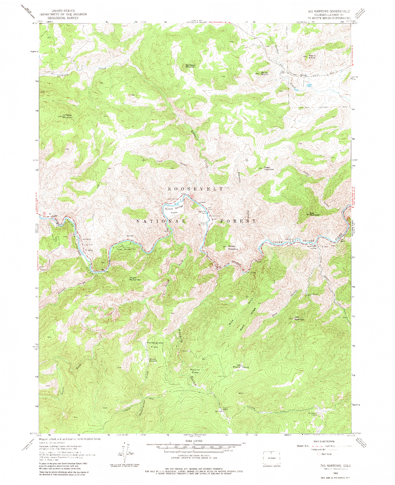 USGS 1:24000-SCALE QUADRANGLE FOR BIG NARROWS, CO 1962