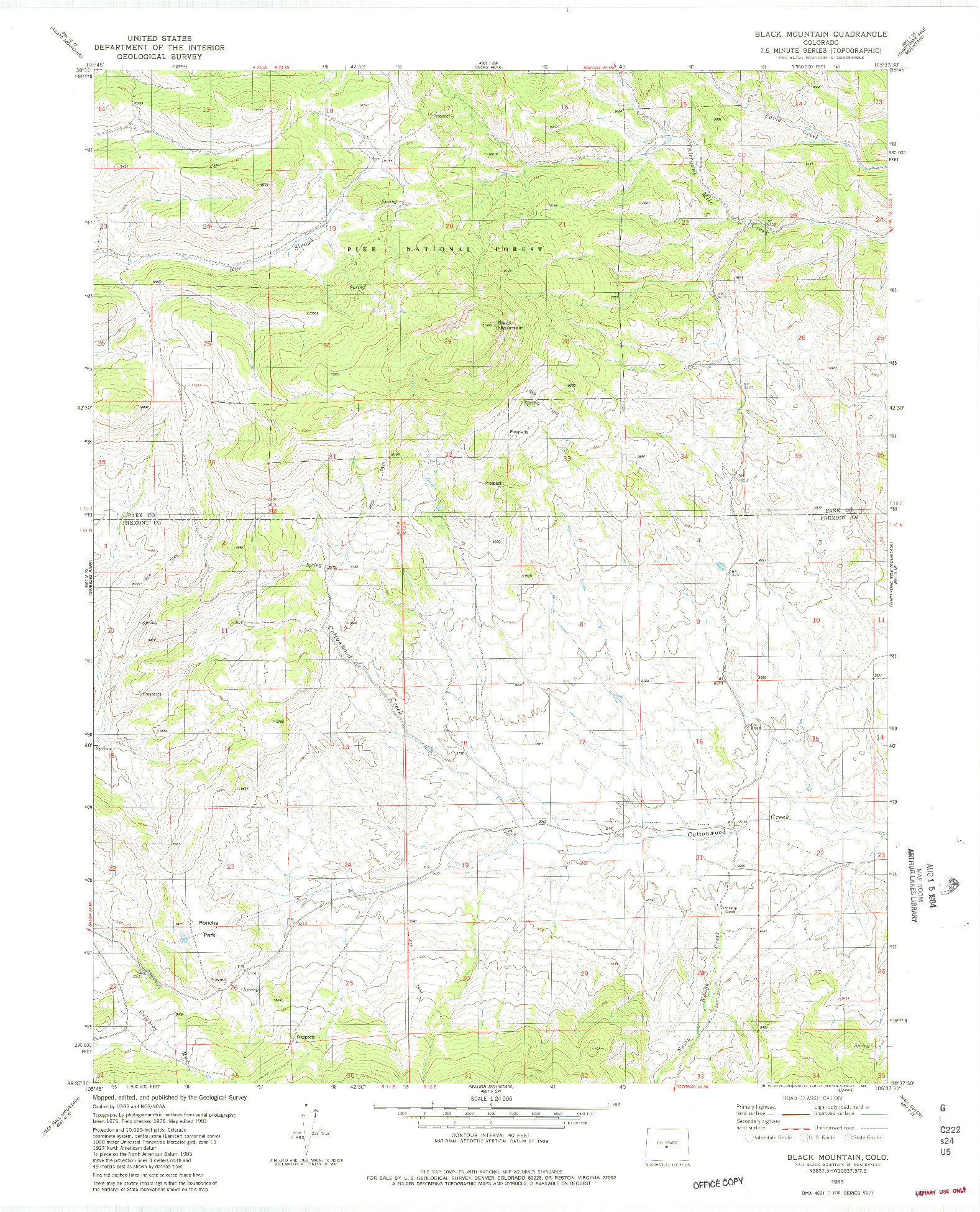 USGS 1:24000-SCALE QUADRANGLE FOR BLACK MOUNTAIN, CO 1983