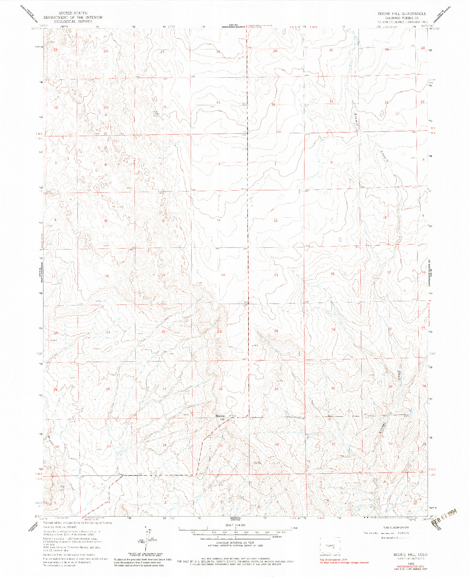 USGS 1:24000-SCALE QUADRANGLE FOR BOONE HILL, CO 1960