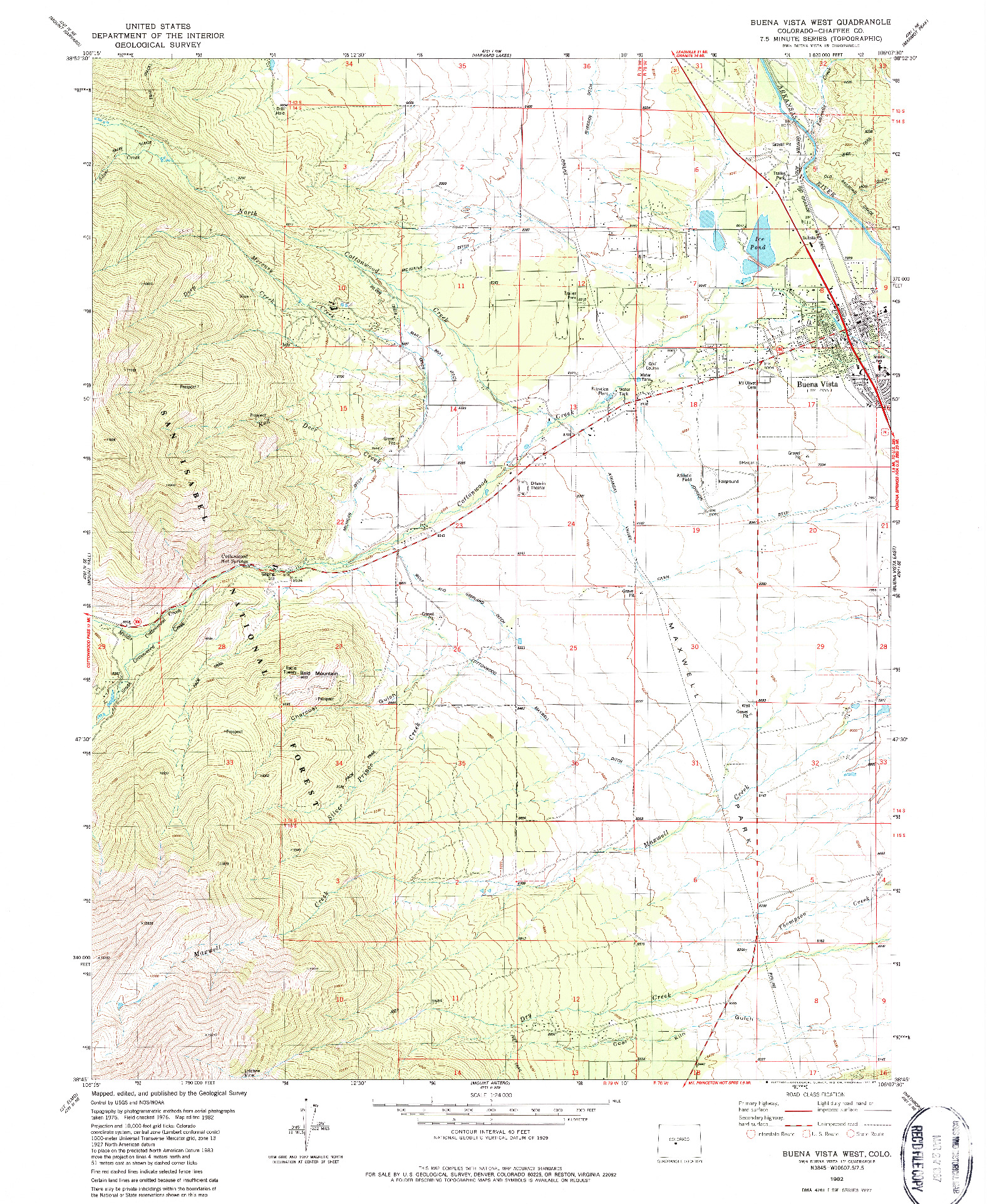 USGS 1:24000-SCALE QUADRANGLE FOR BUENA VISTA WEST, CO 1982