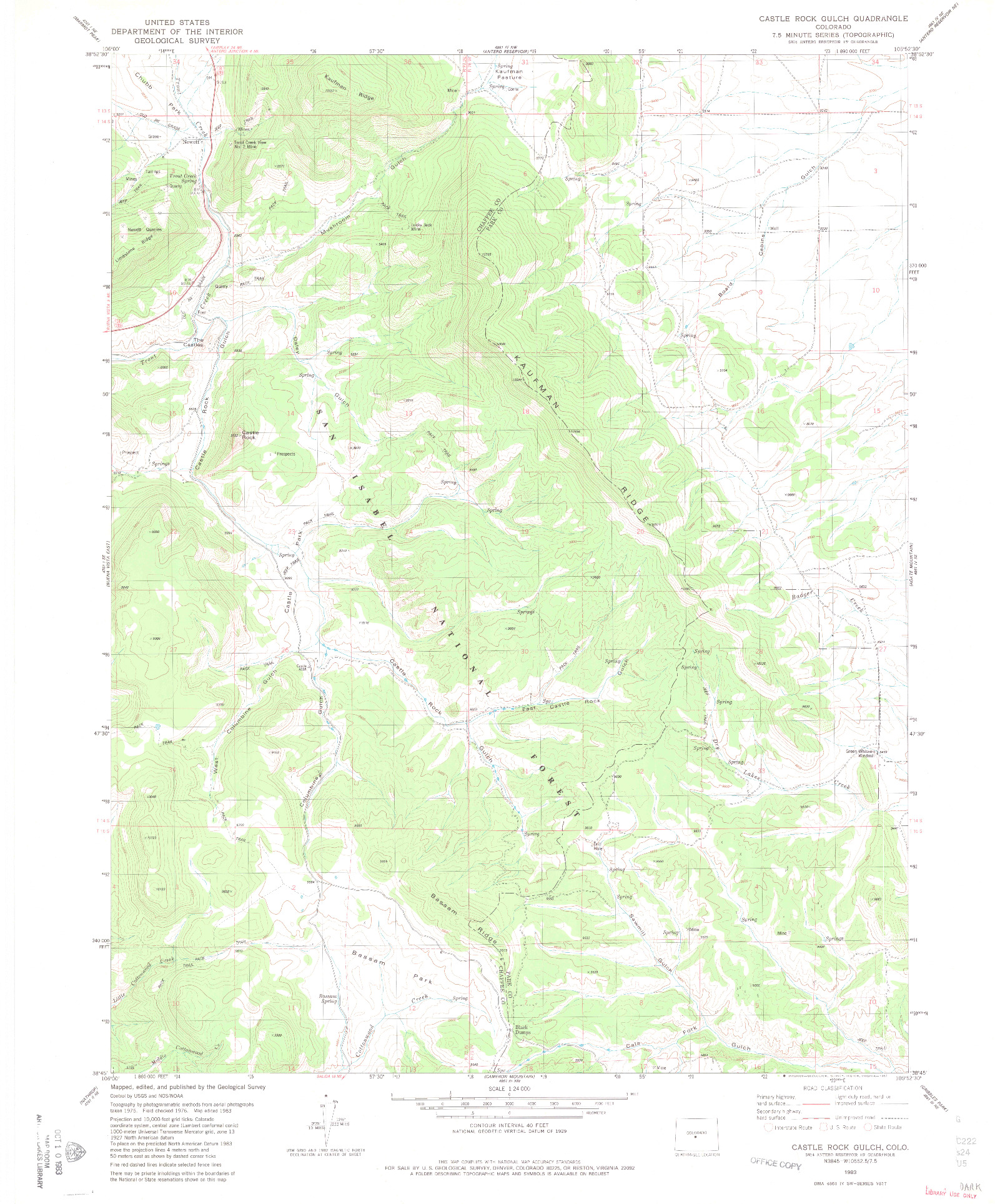 USGS 1:24000-SCALE QUADRANGLE FOR CASTLE ROCK GULCH, CO 1983