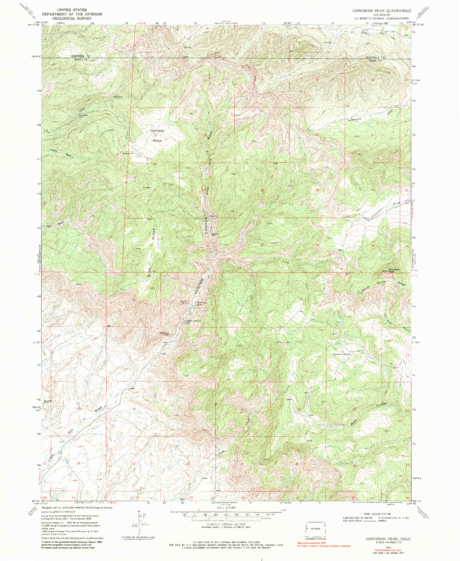 USGS 1:24000-SCALE QUADRANGLE FOR CORCORAN PEAK, CO 1968