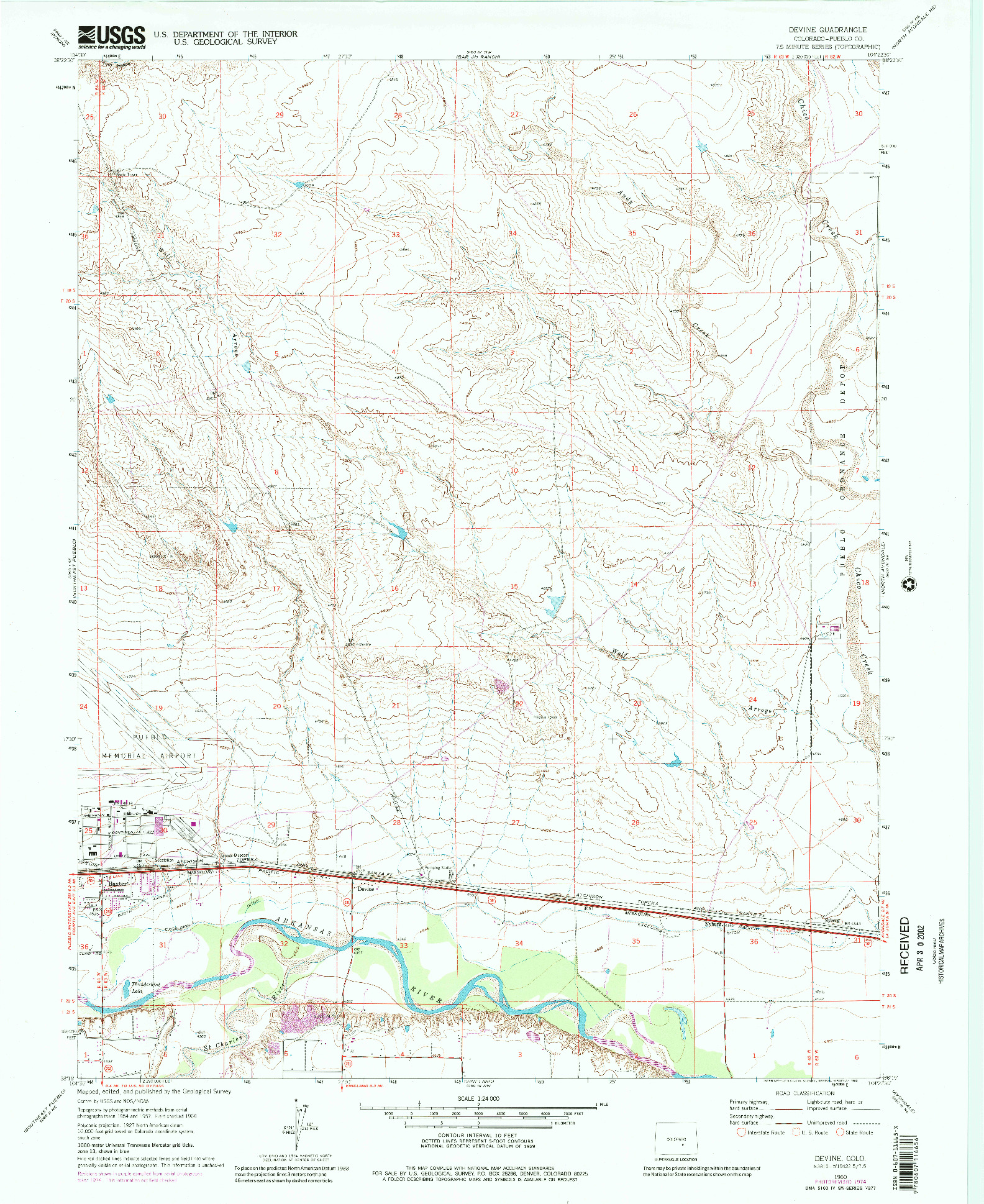 USGS 1:24000-SCALE QUADRANGLE FOR DEVINE, CO 1960