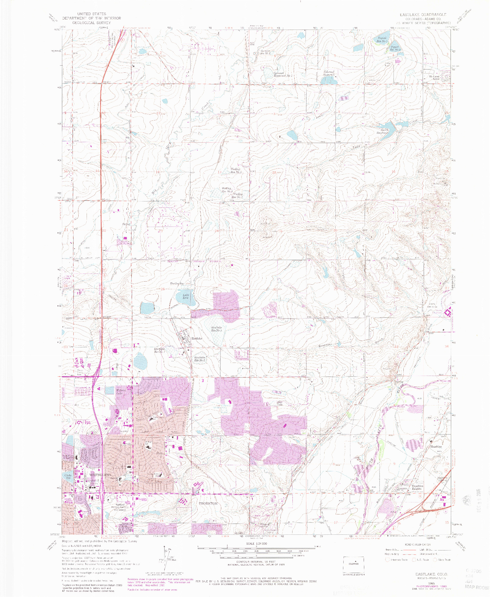 USGS 1:24000-SCALE QUADRANGLE FOR EASTLAKE, CO 1965