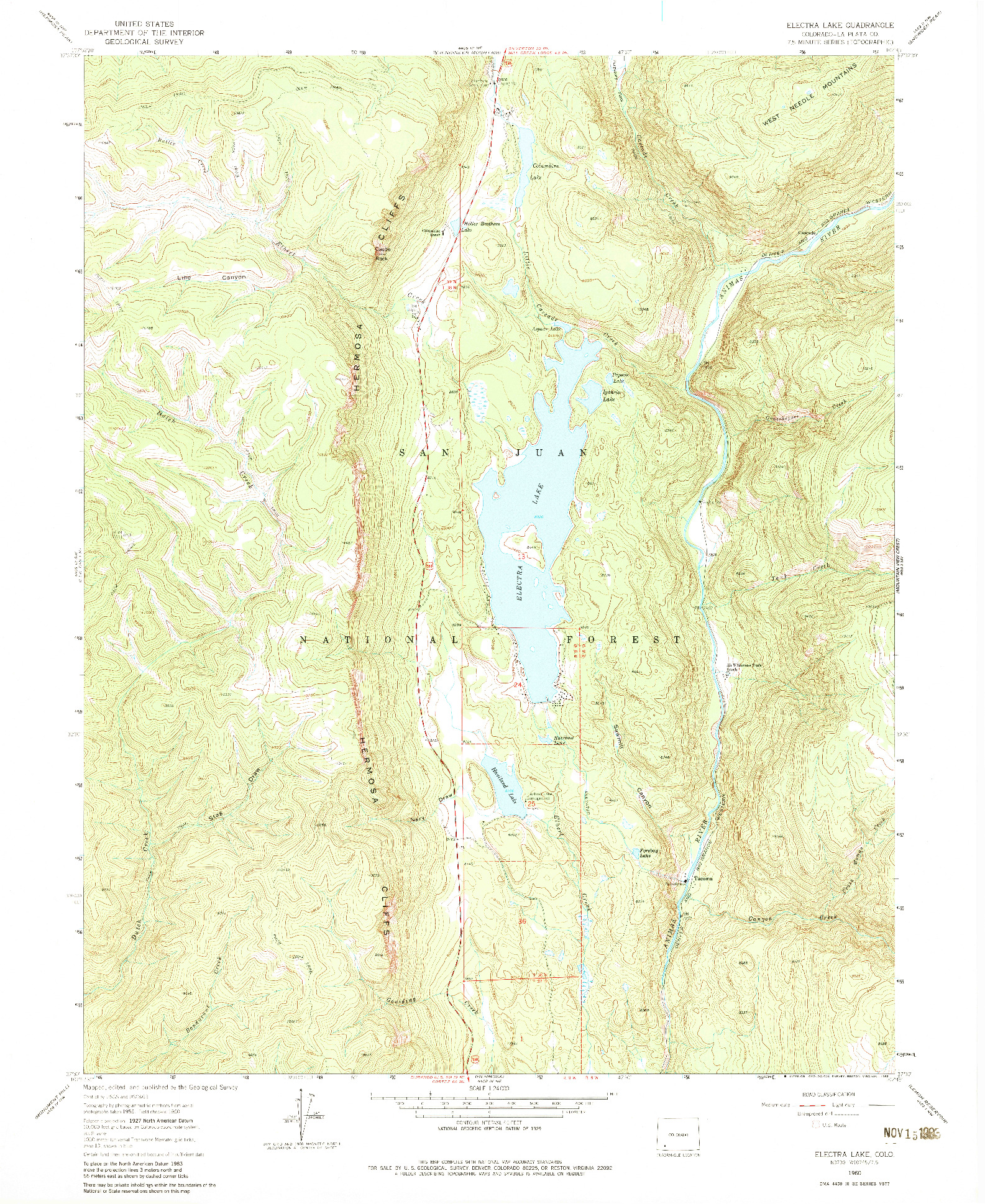 USGS 1:24000-SCALE QUADRANGLE FOR ELECTRA LAKE, CO 1960