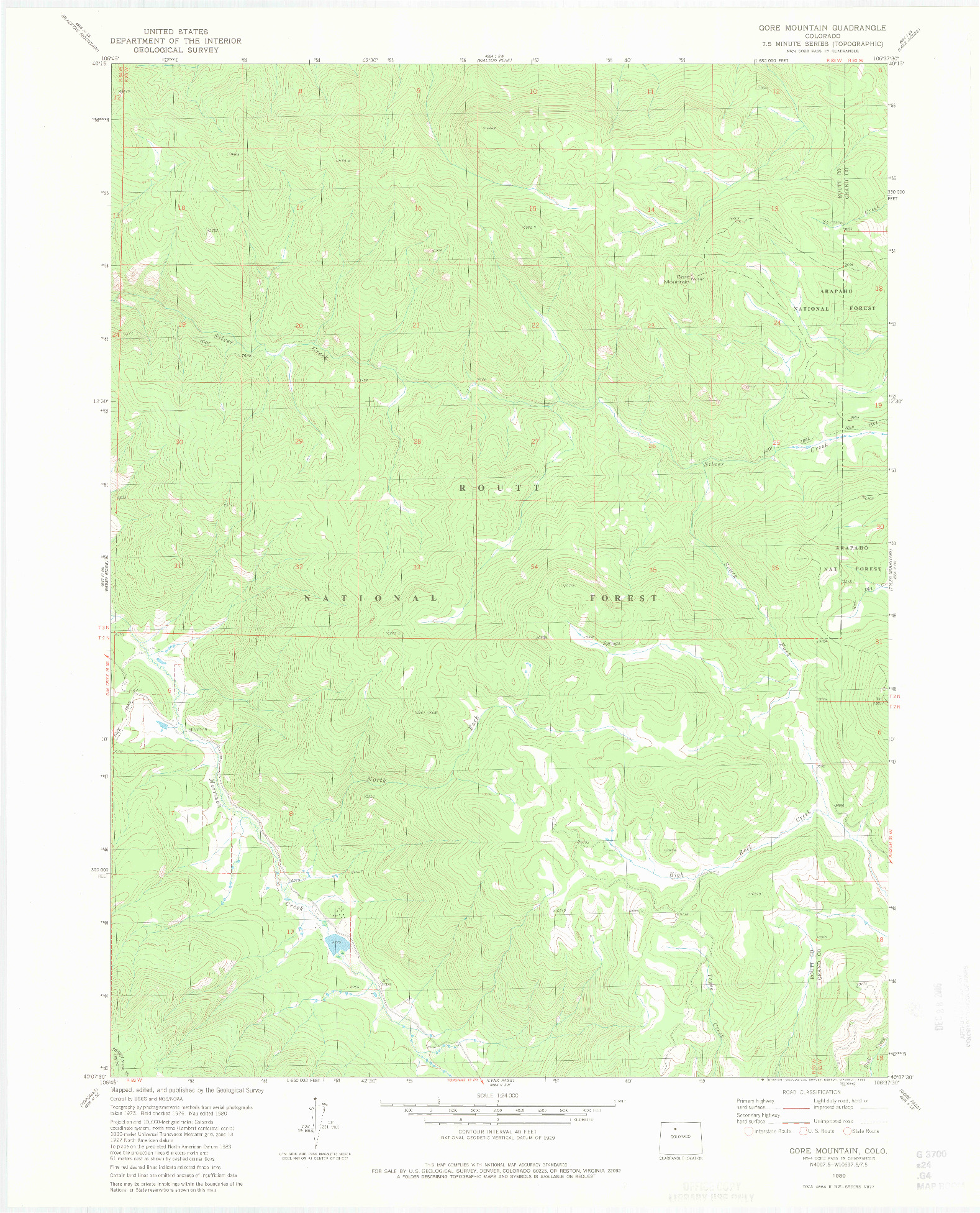 USGS 1:24000-SCALE QUADRANGLE FOR GORE MOUNTAIN, CO 1980
