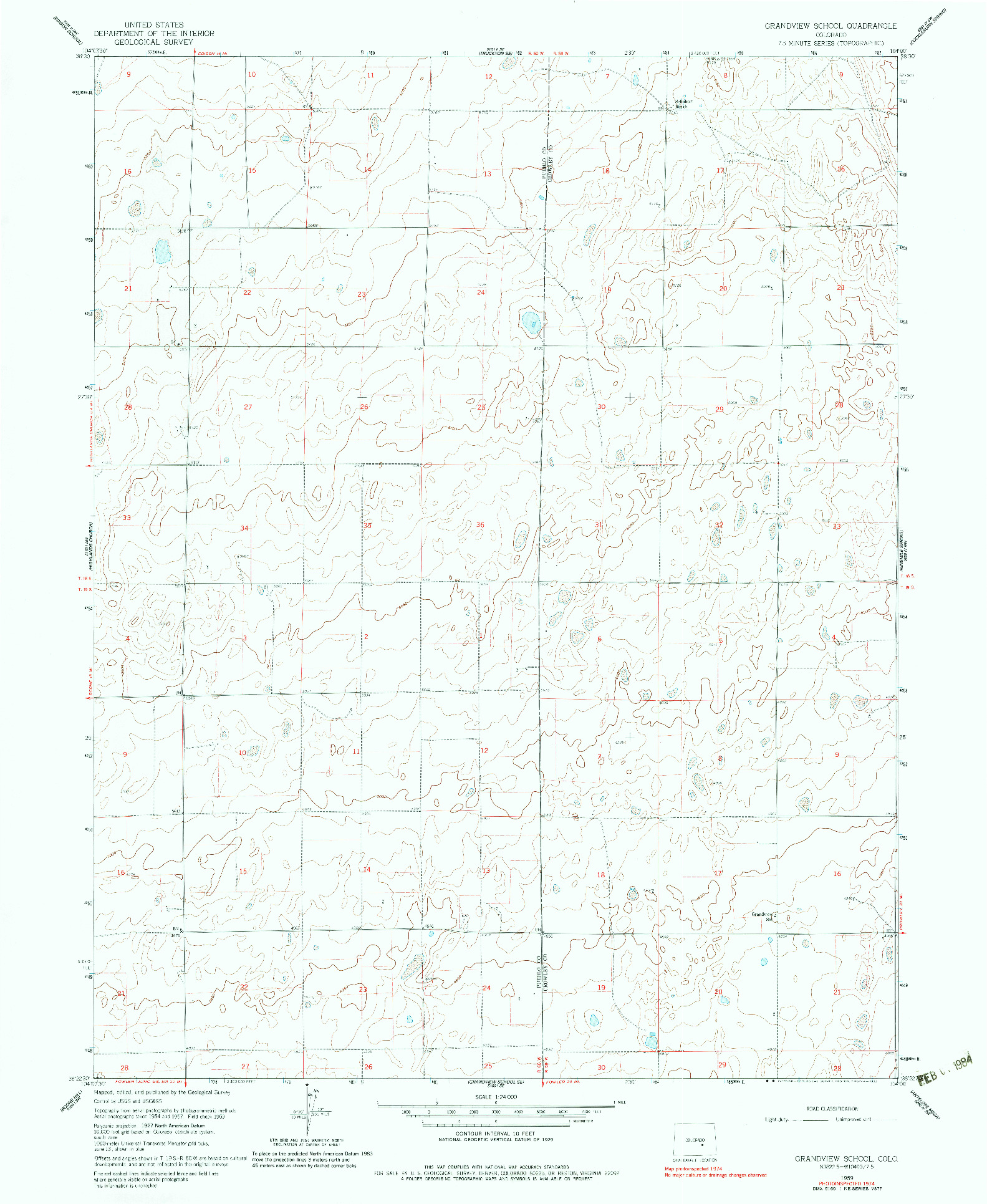 USGS 1:24000-SCALE QUADRANGLE FOR GRANDVIEW SCHOOL, CO 1959