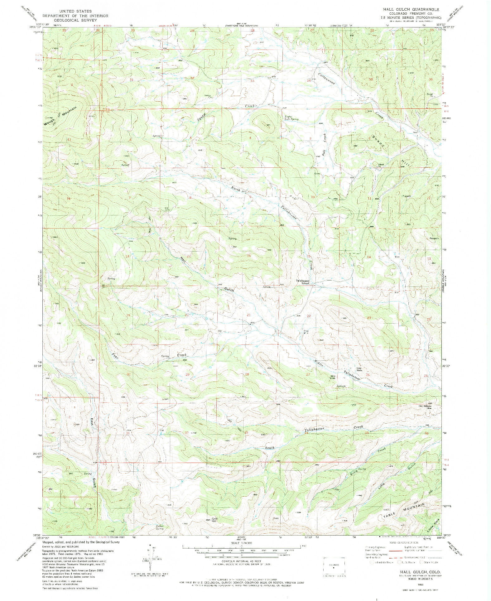 USGS 1:24000-SCALE QUADRANGLE FOR HALL GULCH, CO 1983