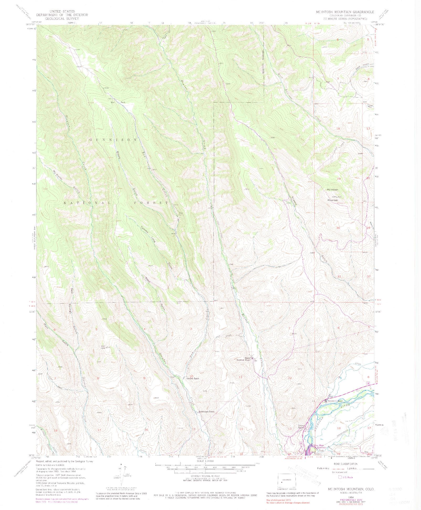 USGS 1:24000-SCALE QUADRANGLE FOR MC INTOSH MOUNTAIN, CO 1954