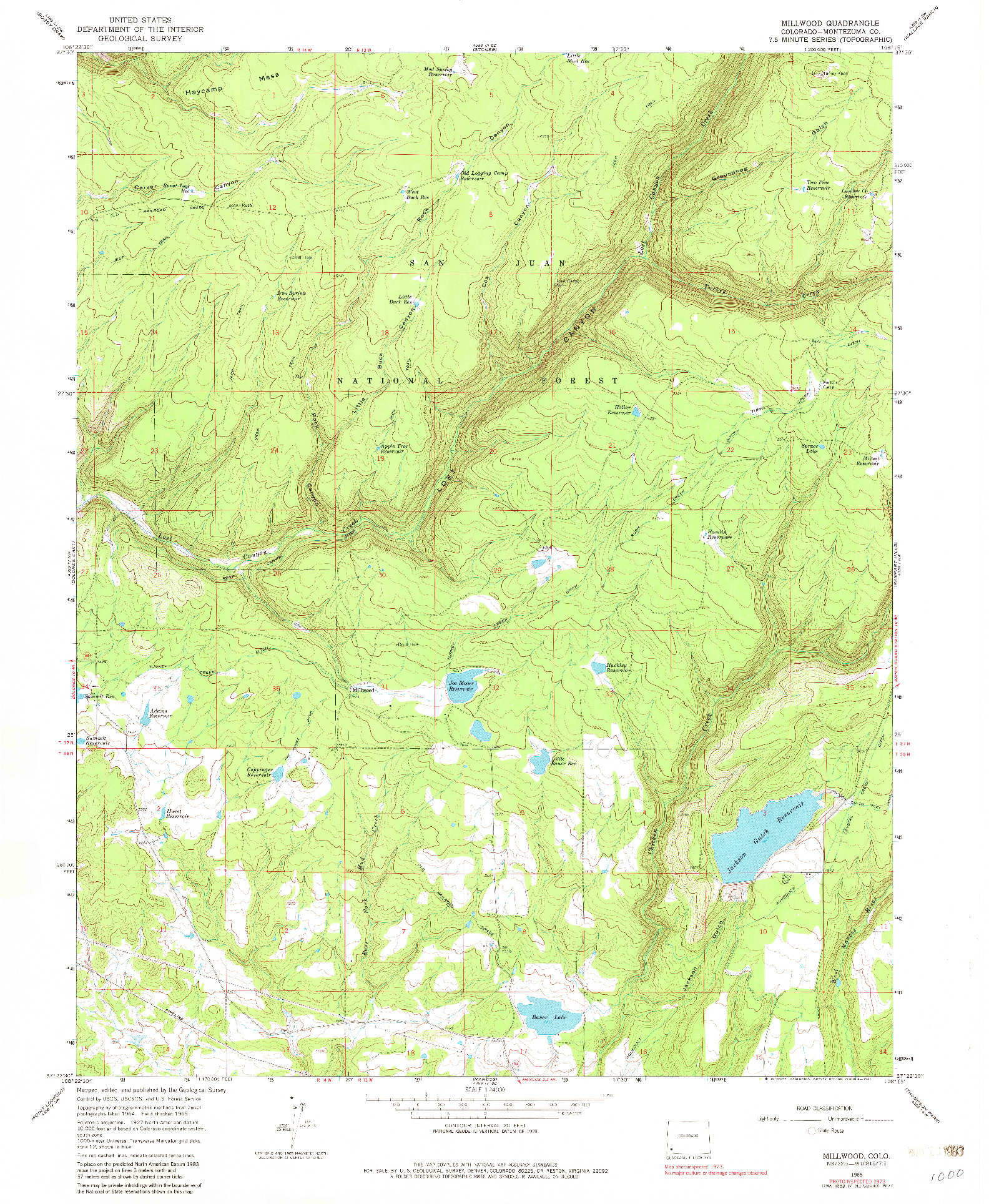 USGS 1:24000-SCALE QUADRANGLE FOR MILLWOOD, CO 1965