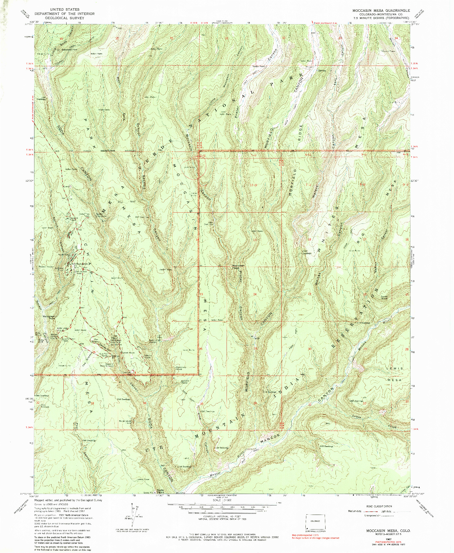 USGS 1:24000-SCALE QUADRANGLE FOR MOCCASIN MESA, CO 1967