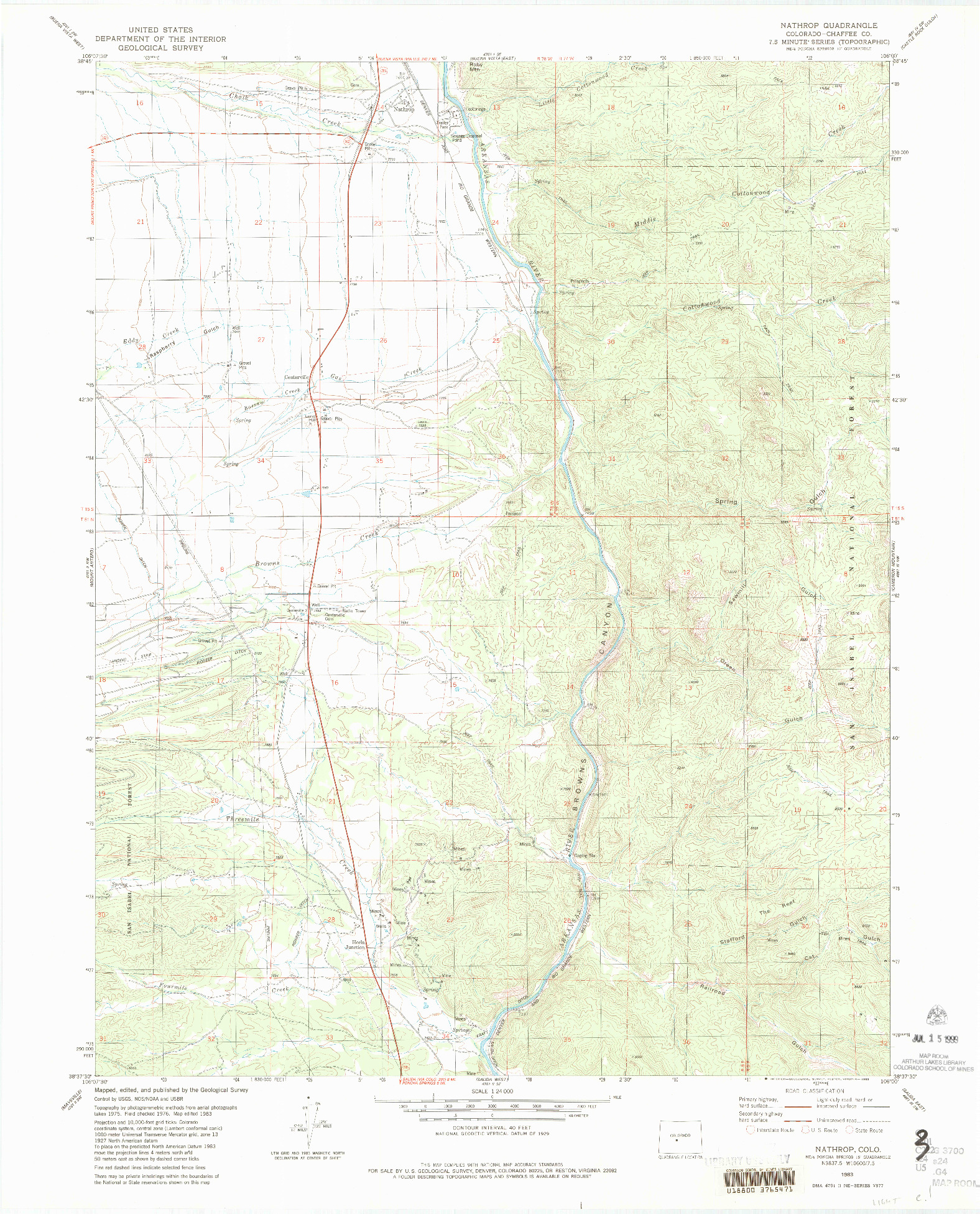 USGS 1:24000-SCALE QUADRANGLE FOR NATHROP, CO 1983