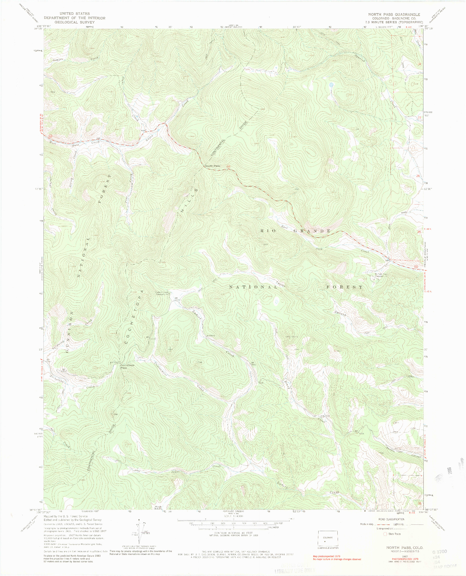 USGS 1:24000-SCALE QUADRANGLE FOR NORTH PASS, CO 1967