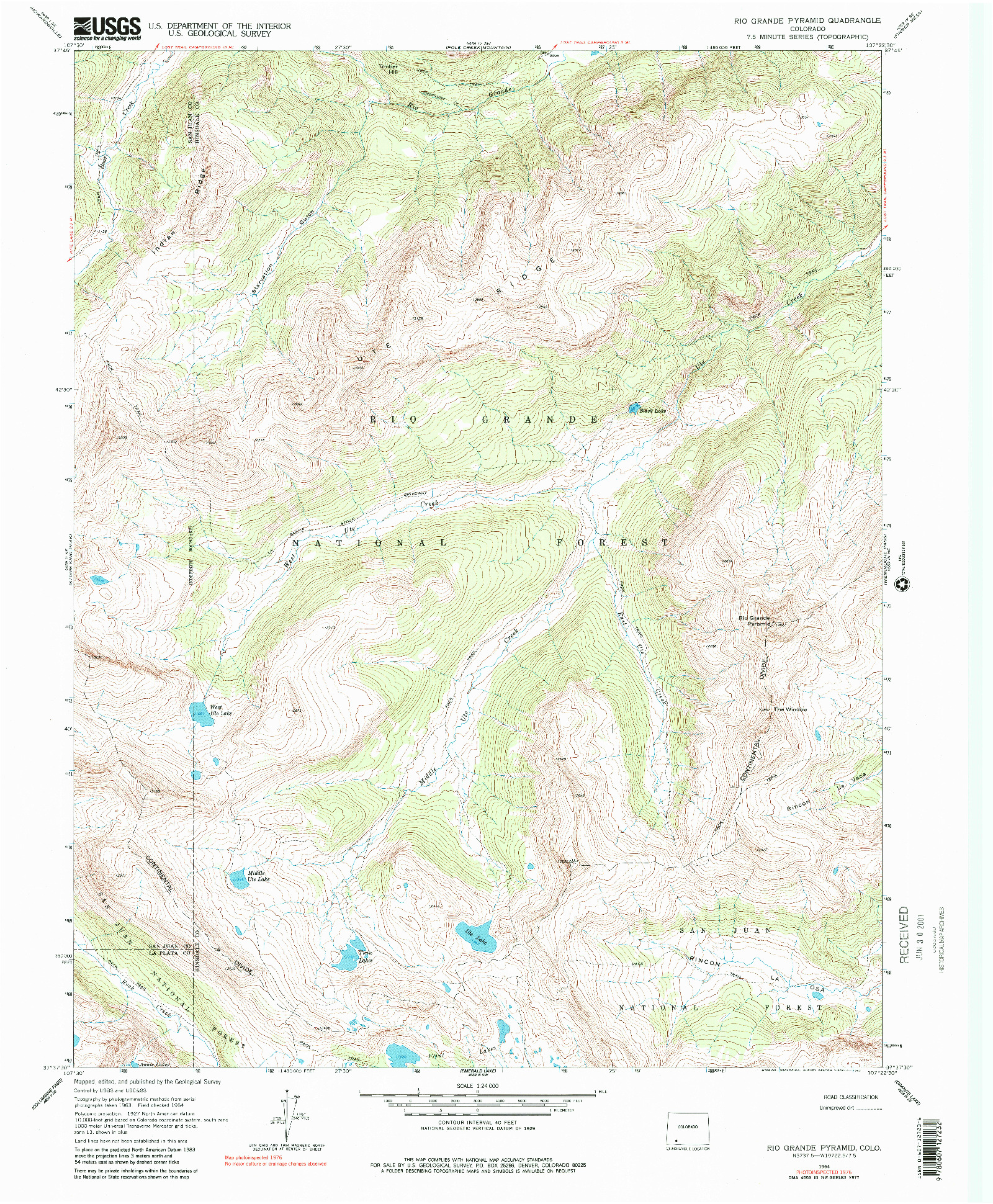 USGS 1:24000-SCALE QUADRANGLE FOR RIO GRANDE PYRAMID, CO 1964