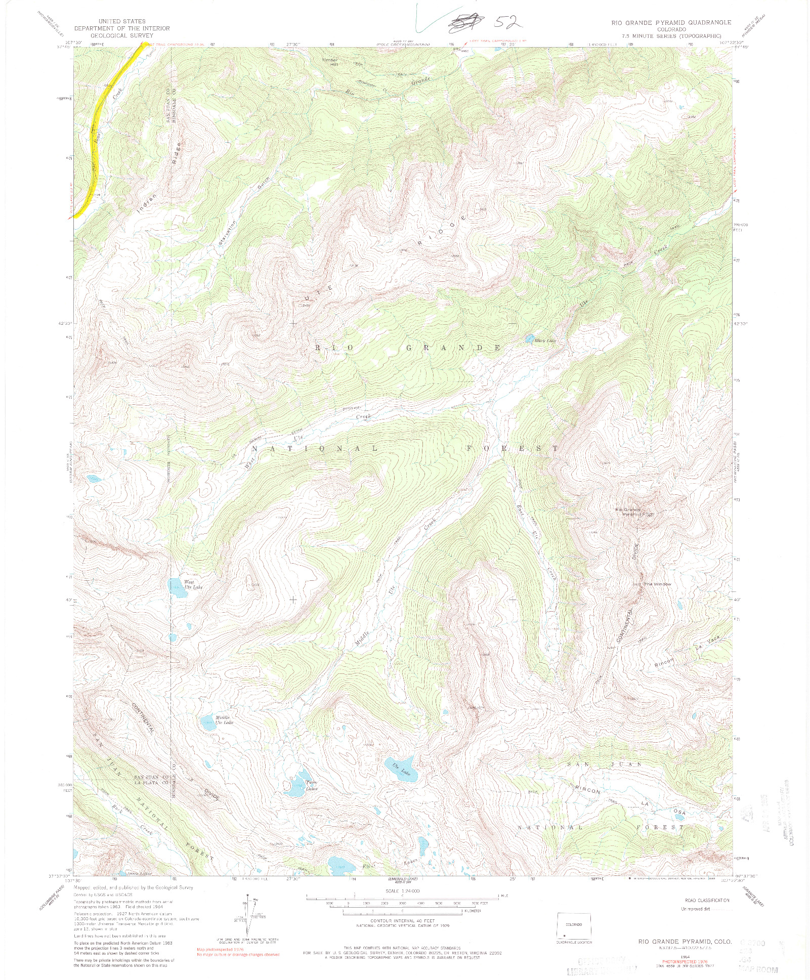 USGS 1:24000-SCALE QUADRANGLE FOR RIO GRANDE PYRAMID, CO 1964