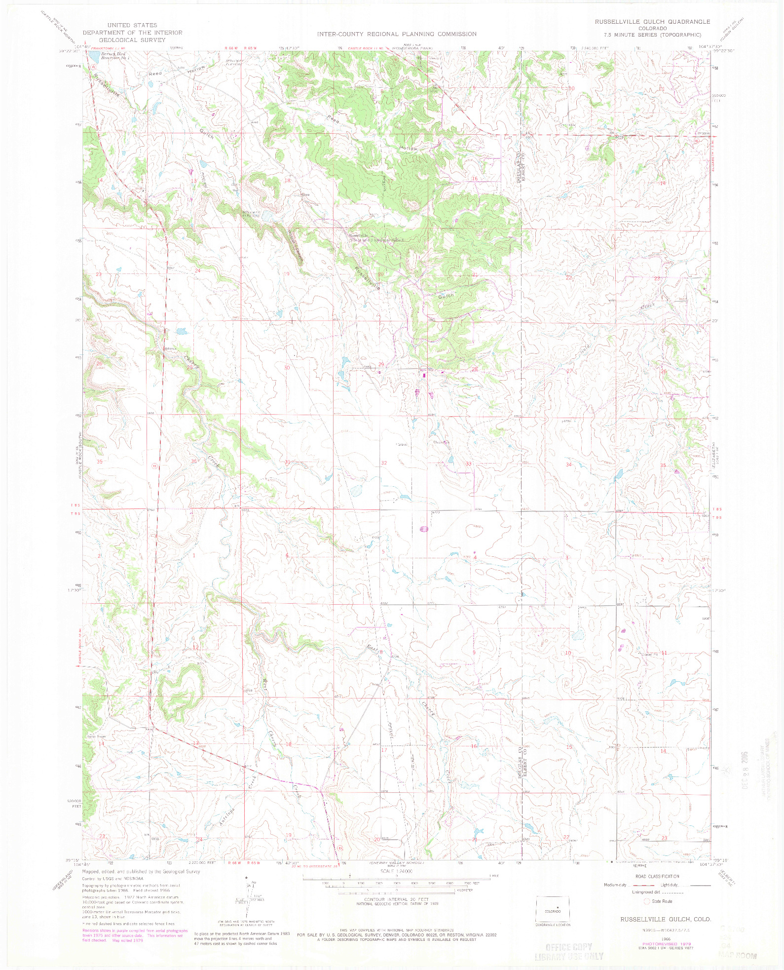 USGS 1:24000-SCALE QUADRANGLE FOR RUSSELLVILLE GULCH, CO 1966