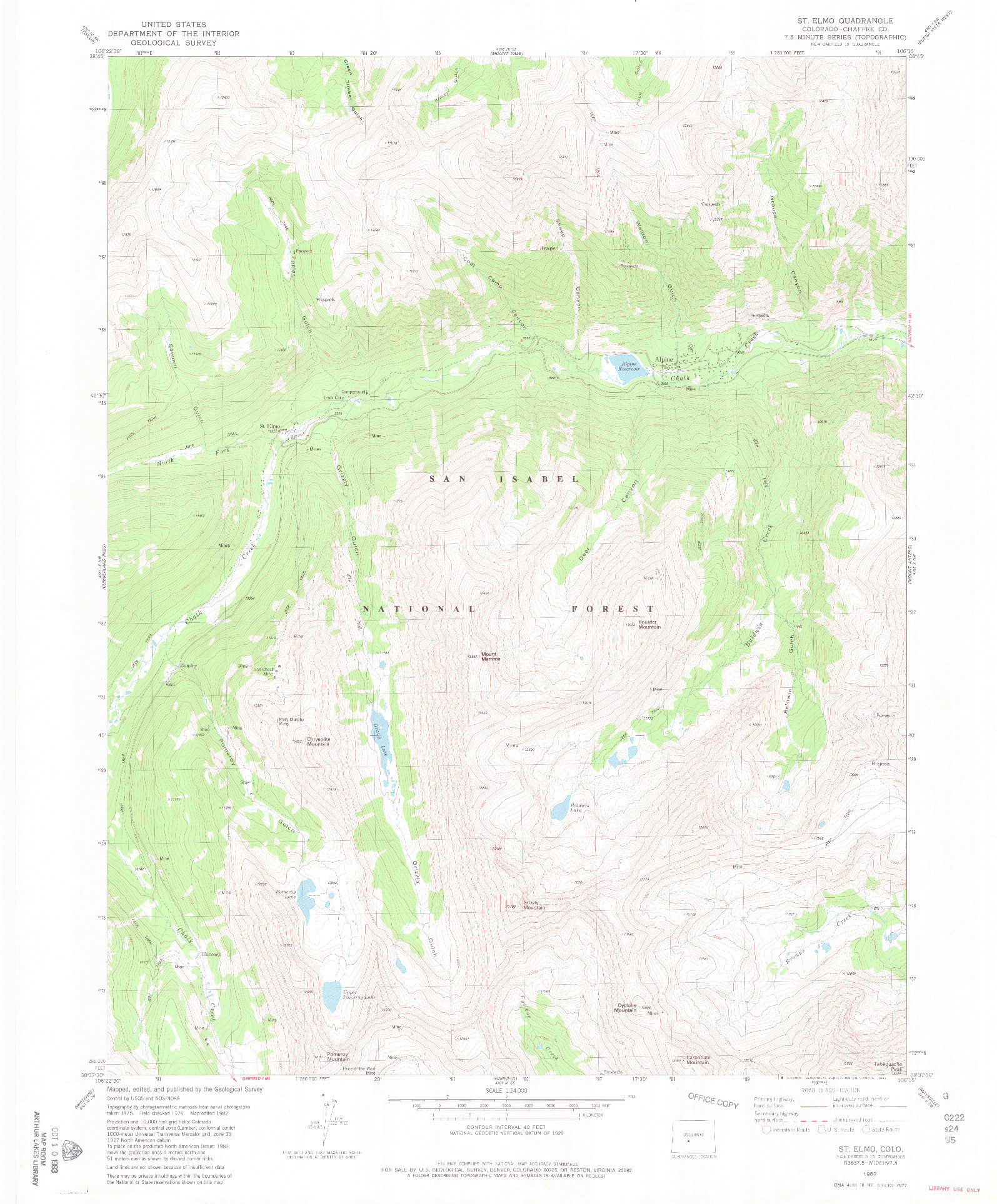 USGS 1:24000-SCALE QUADRANGLE FOR SAINT ELMO, CO 1982