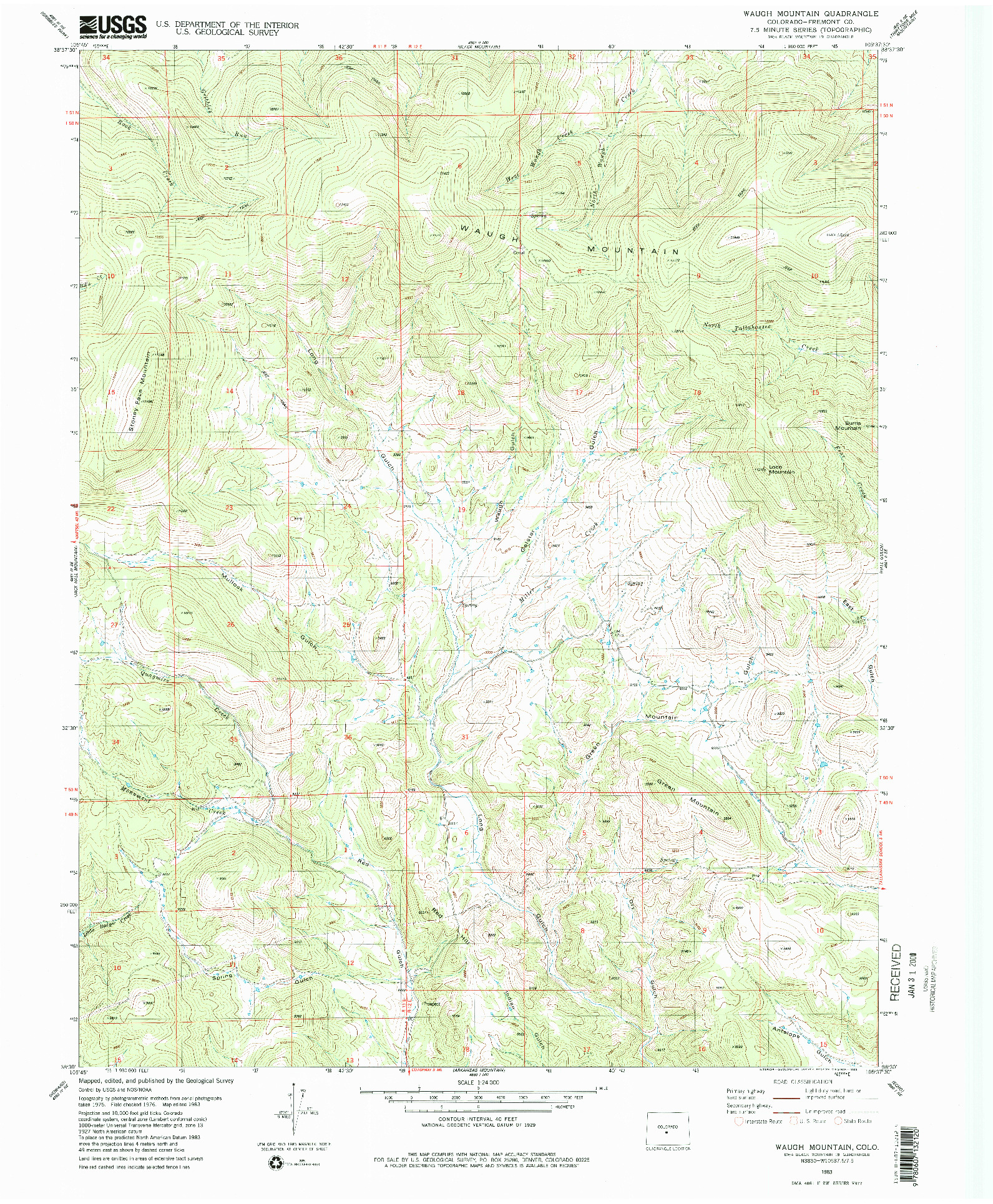 USGS 1:24000-SCALE QUADRANGLE FOR WAUGH MOUNTAIN, CO 1983