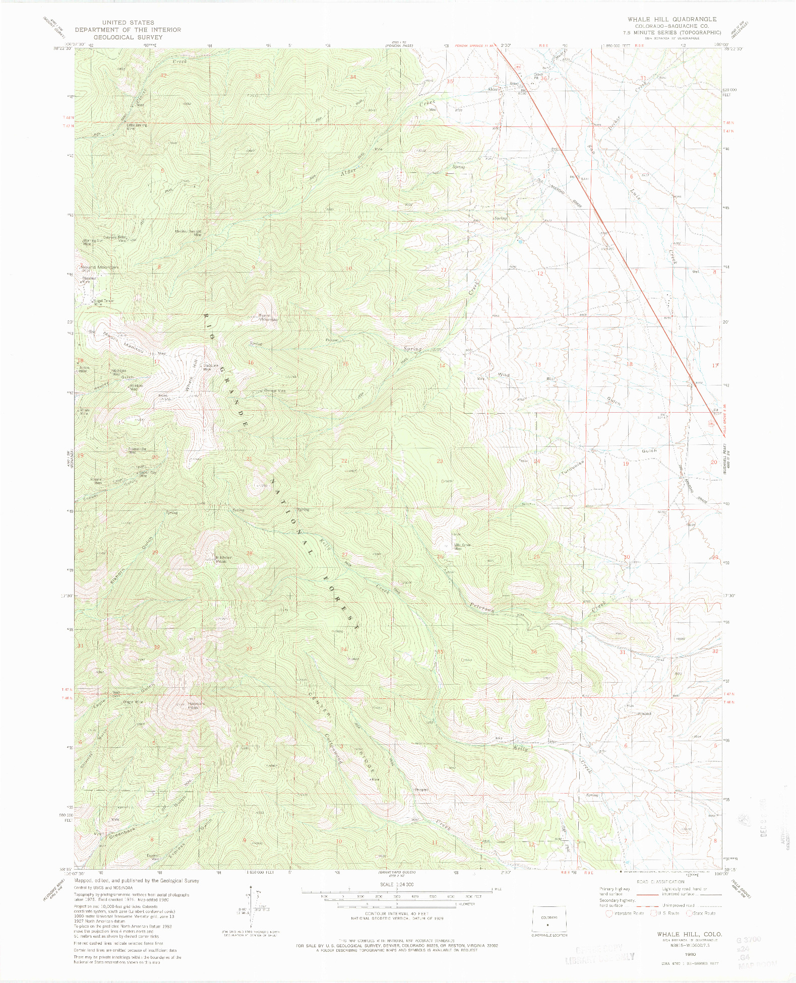 USGS 1:24000-SCALE QUADRANGLE FOR WHALE HILL, CO 1980