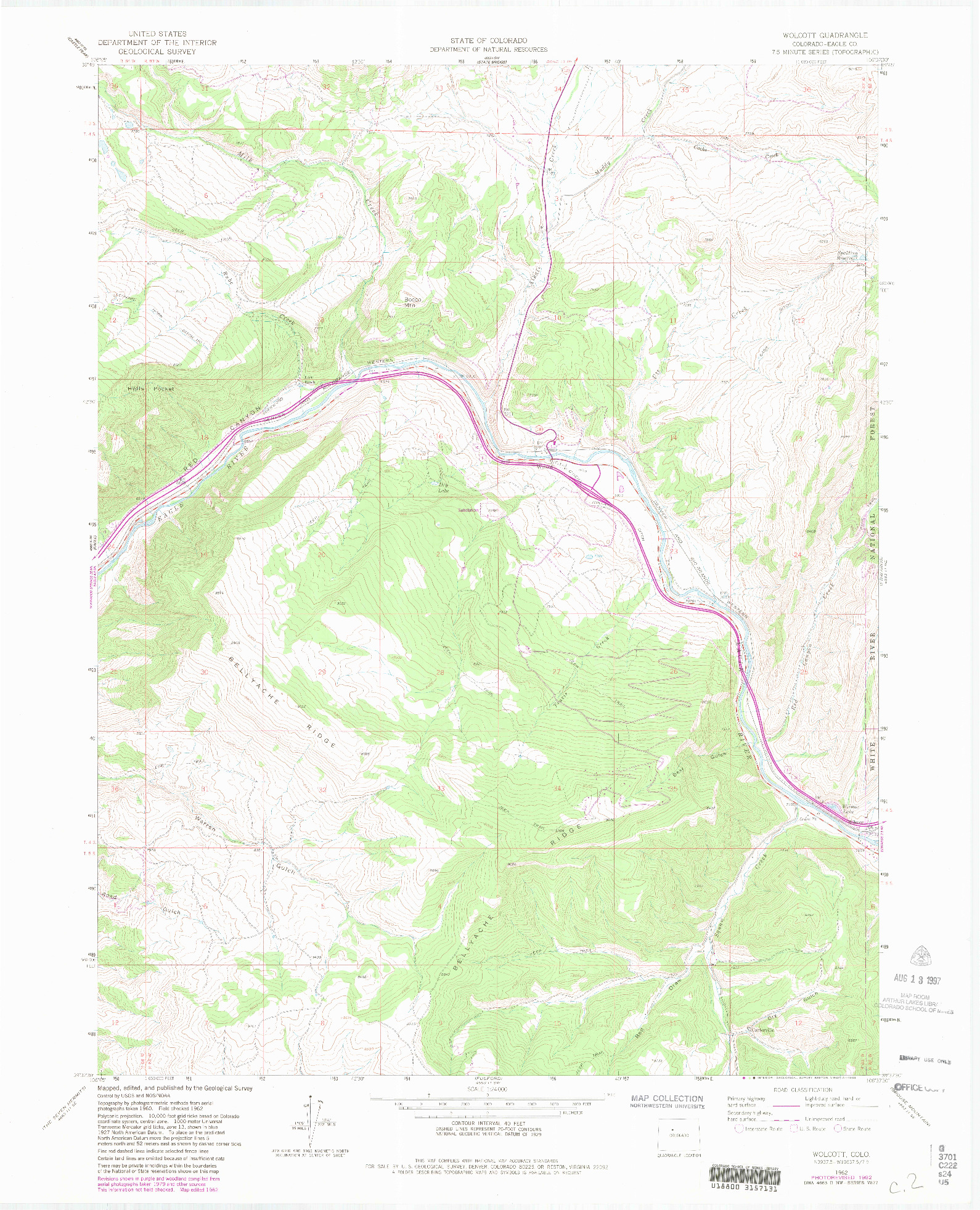 USGS 1:24000-SCALE QUADRANGLE FOR WOLCOTT, CO 1962