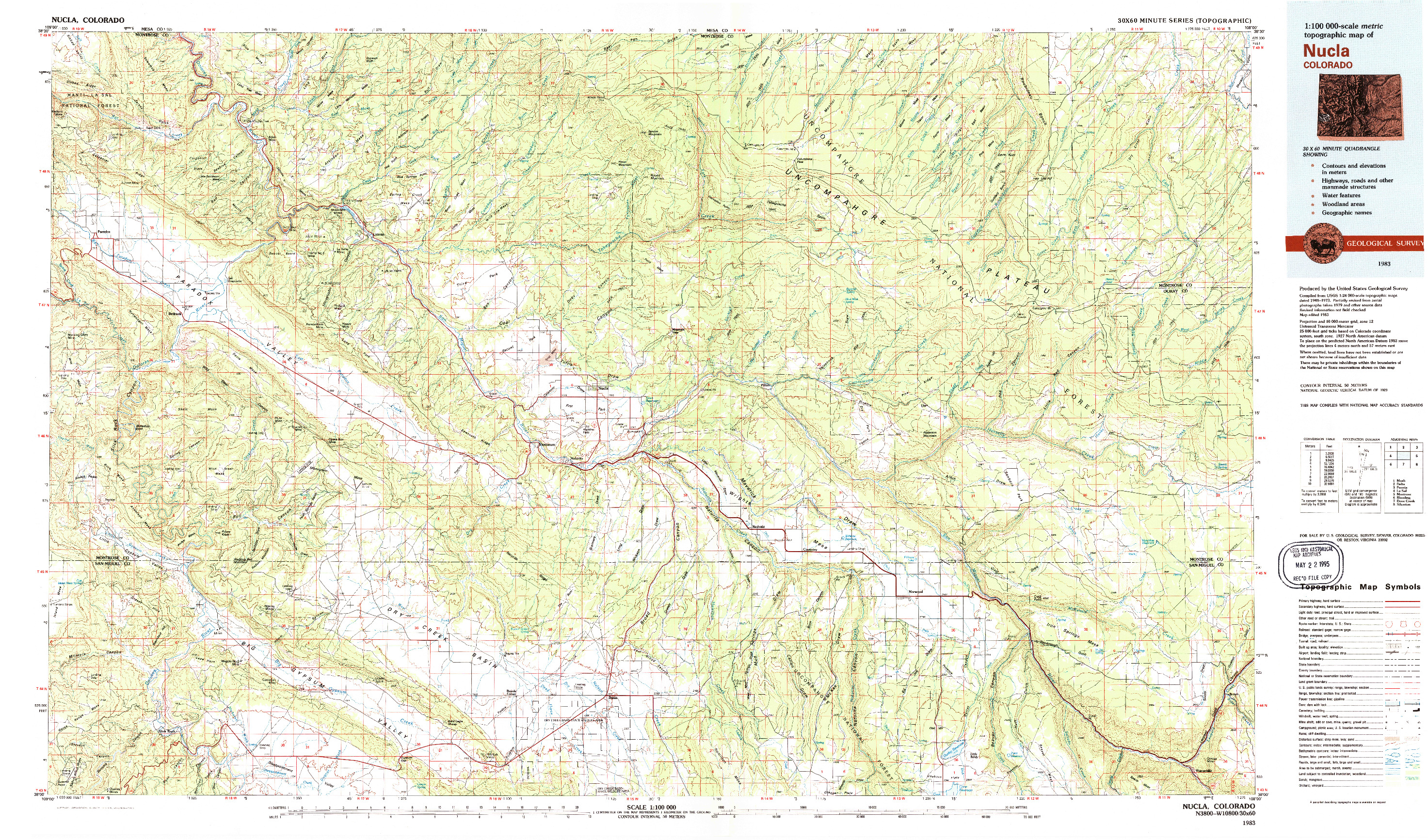 USGS 1:100000-SCALE QUADRANGLE FOR NUCLA, CO 1983