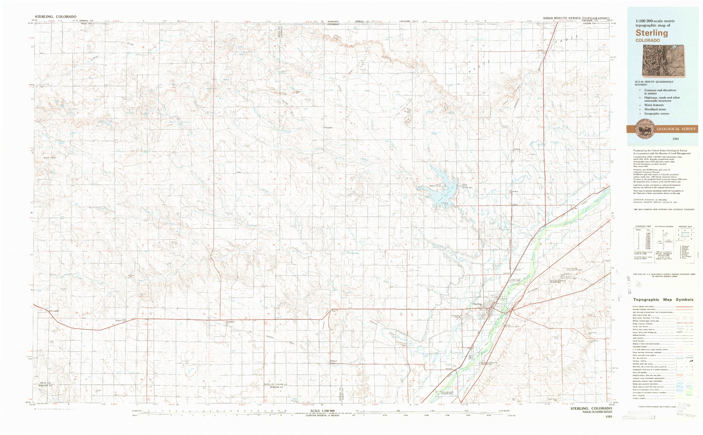 USGS 1:100000-SCALE QUADRANGLE FOR STERLING, CO 1983