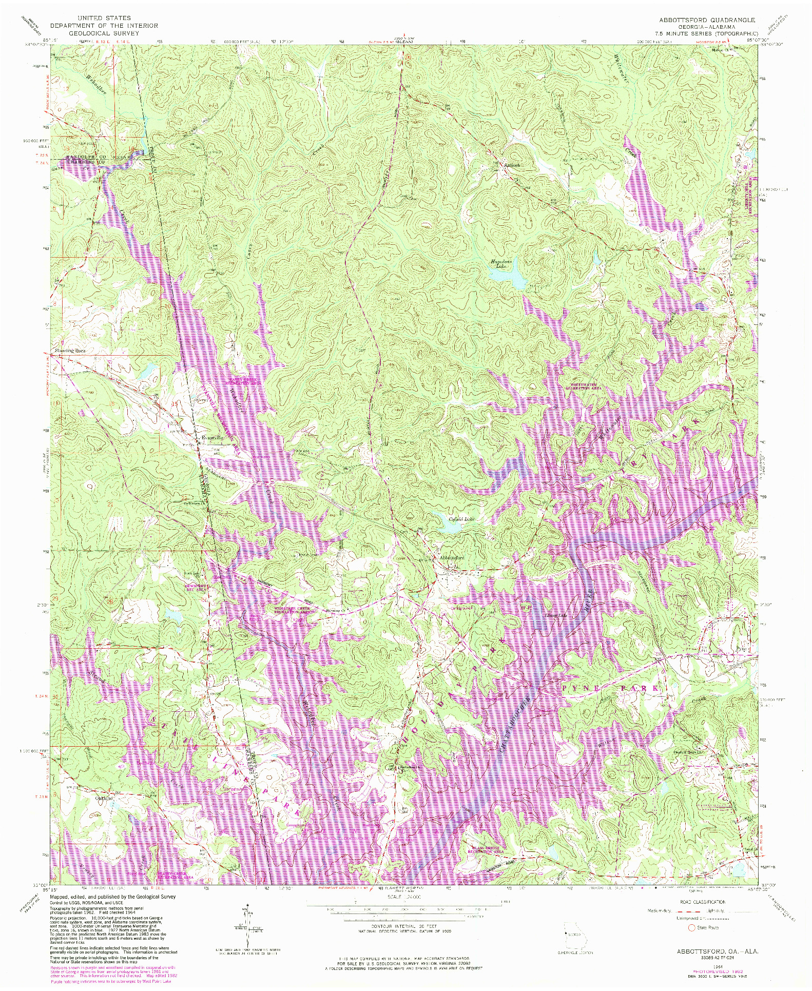 USGS 1:24000-SCALE QUADRANGLE FOR ABBOTTSFORD, GA 1964