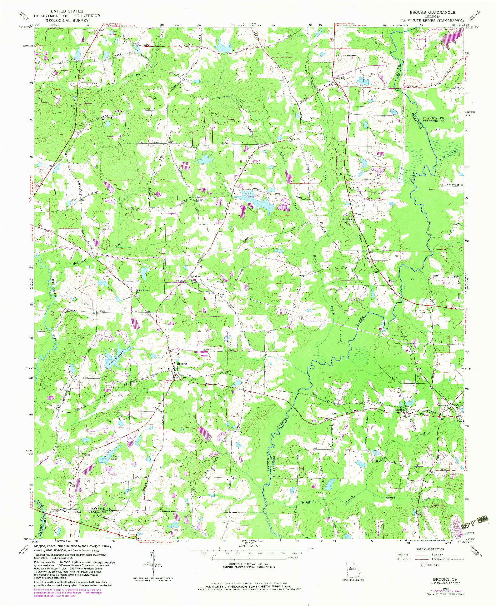 USGS 1:24000-SCALE QUADRANGLE FOR BROOKS, GA 1965