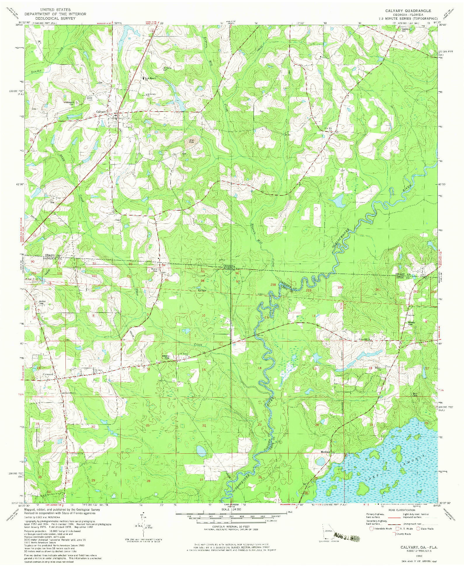 USGS 1:24000-SCALE QUADRANGLE FOR CALVARY, GA 1982