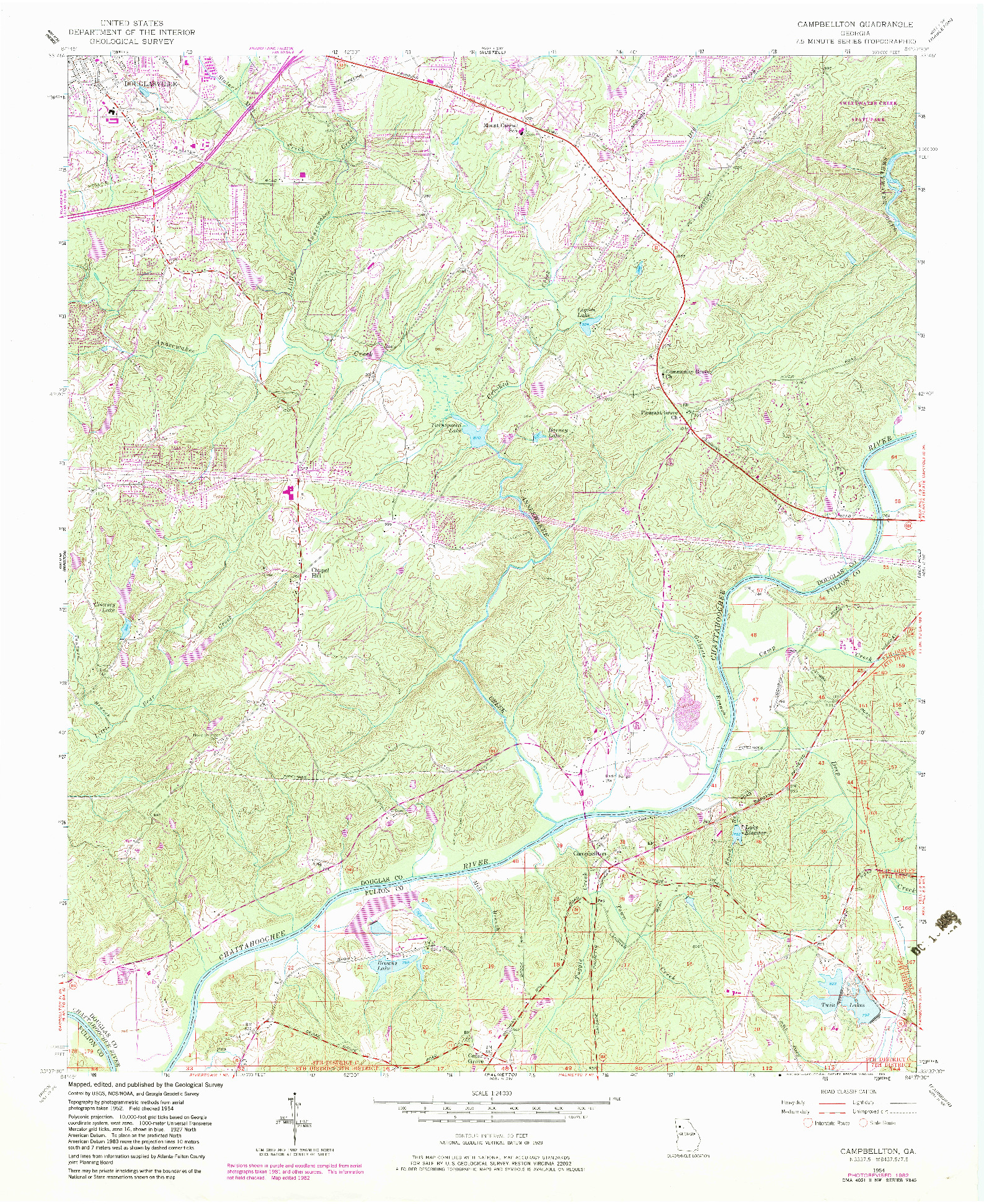 USGS 1:24000-SCALE QUADRANGLE FOR CAMPBELLTON, GA 1954