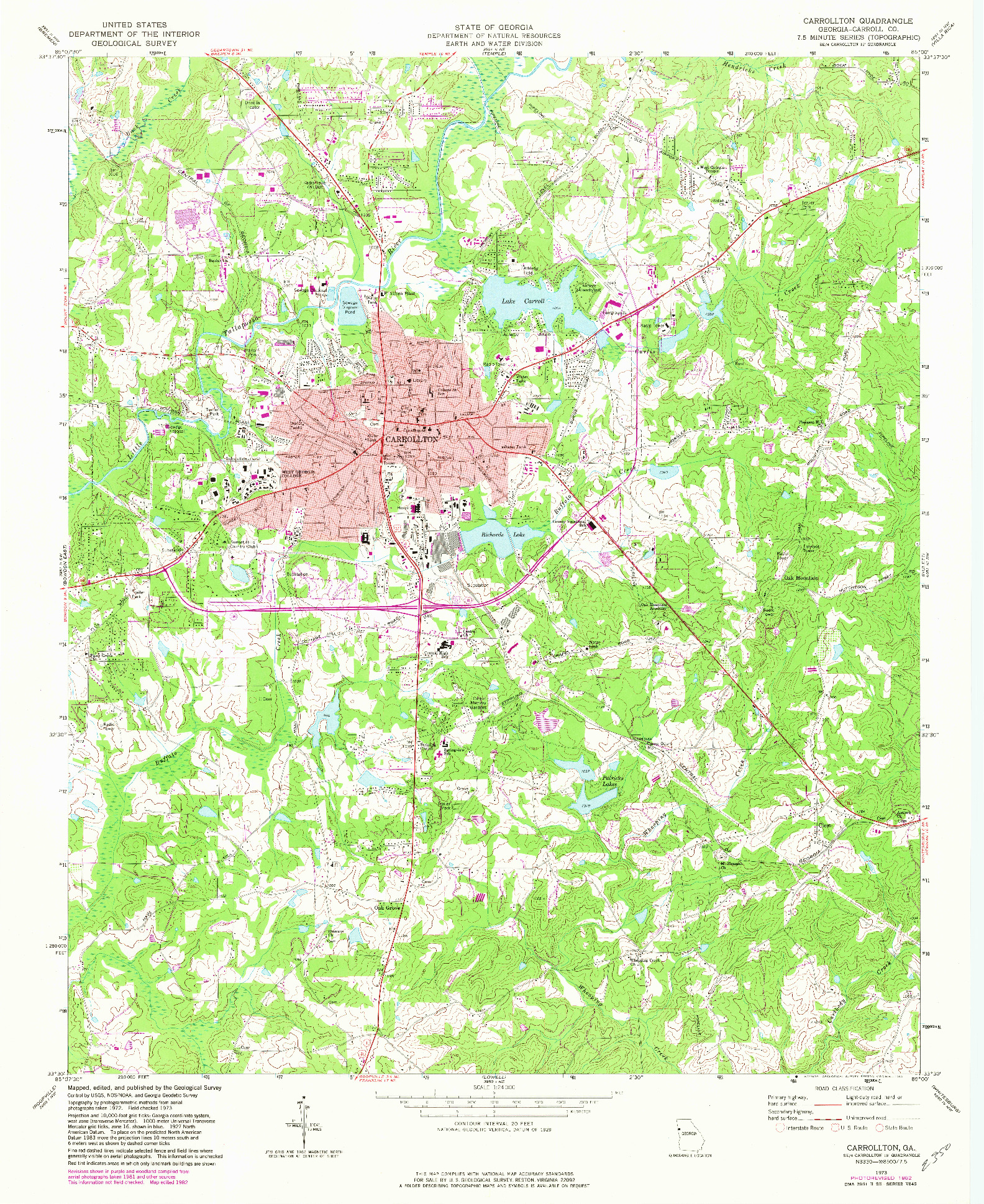 USGS 1:24000-SCALE QUADRANGLE FOR CARROLLTON, GA 1973