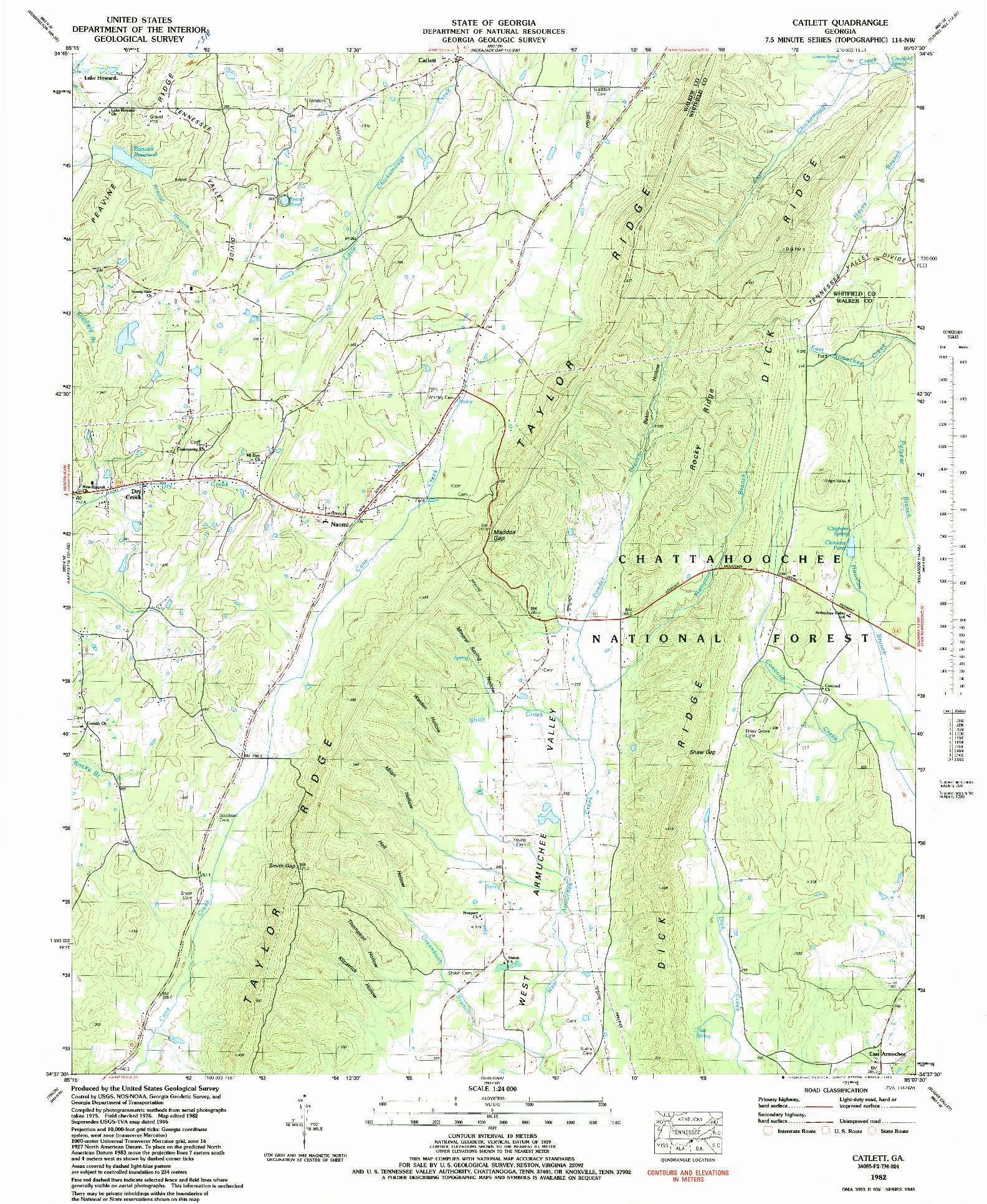 USGS 1:24000-SCALE QUADRANGLE FOR CATLETT, GA 1982