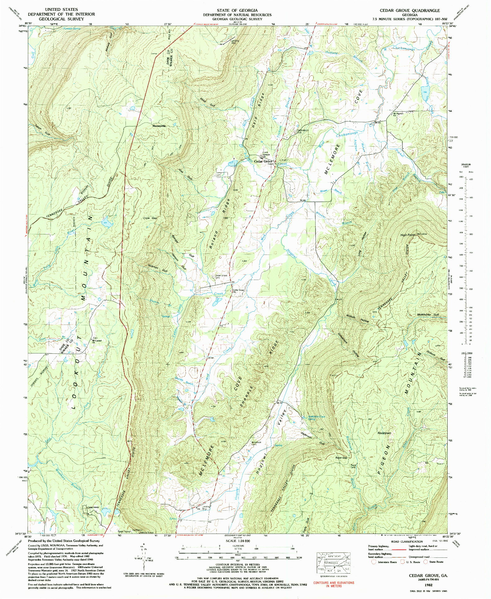 USGS 1:24000-SCALE QUADRANGLE FOR CEDAR GROVE, GA 1982