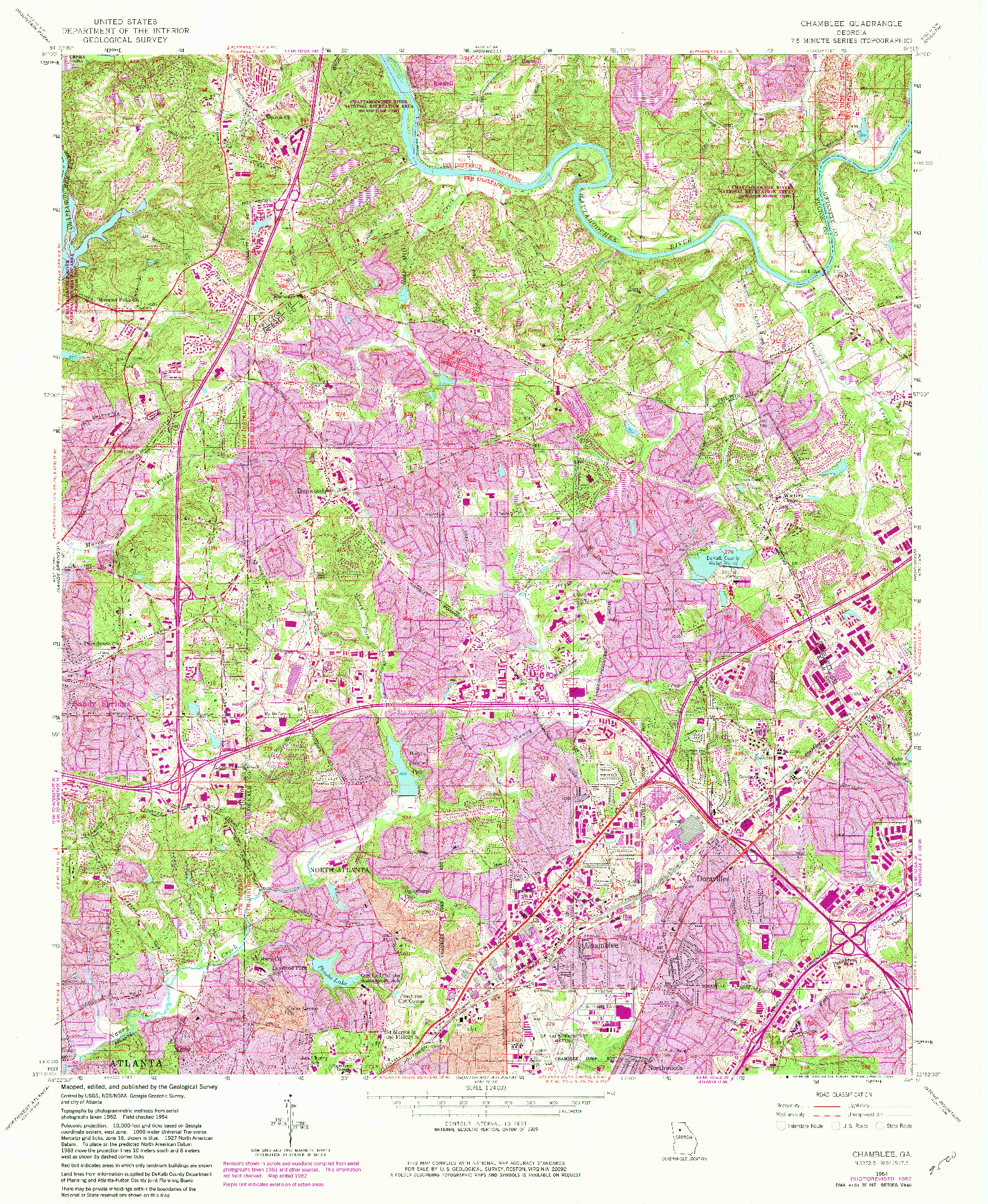 USGS 1:24000-SCALE QUADRANGLE FOR CHAMBLEE, GA 1954