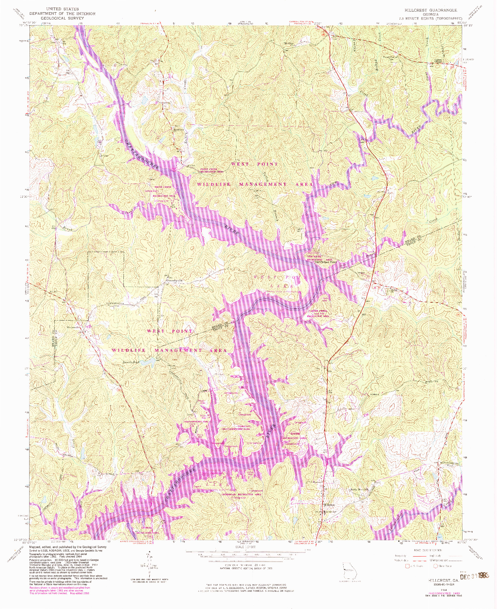 USGS 1:24000-SCALE QUADRANGLE FOR HILLCREST, GA 1964