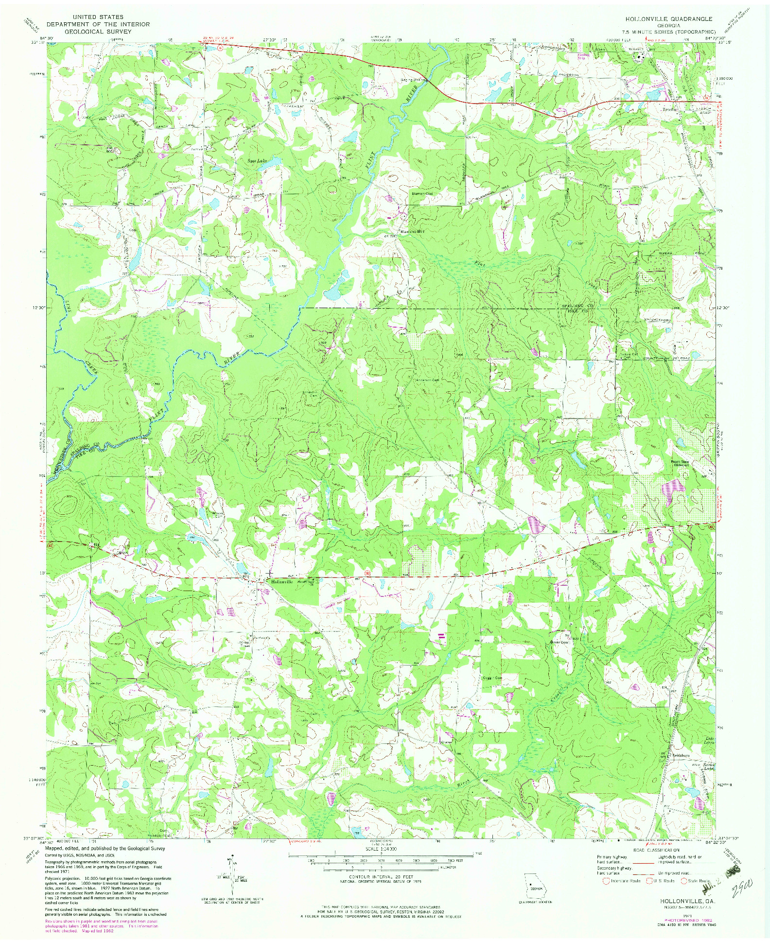 USGS 1:24000-SCALE QUADRANGLE FOR HOLLONVILLE, GA 1971