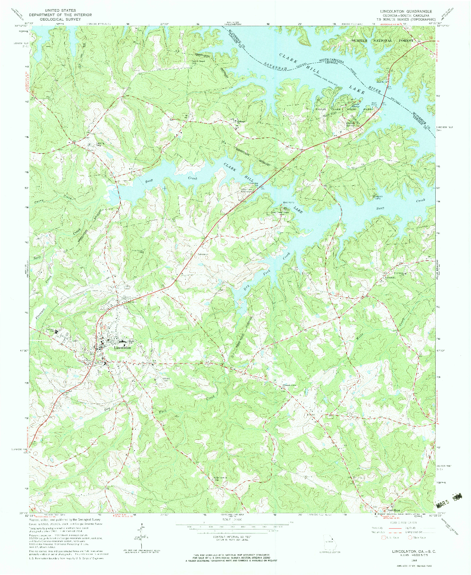 USGS 1:24000-SCALE QUADRANGLE FOR LINCOLNTON, GA 1964