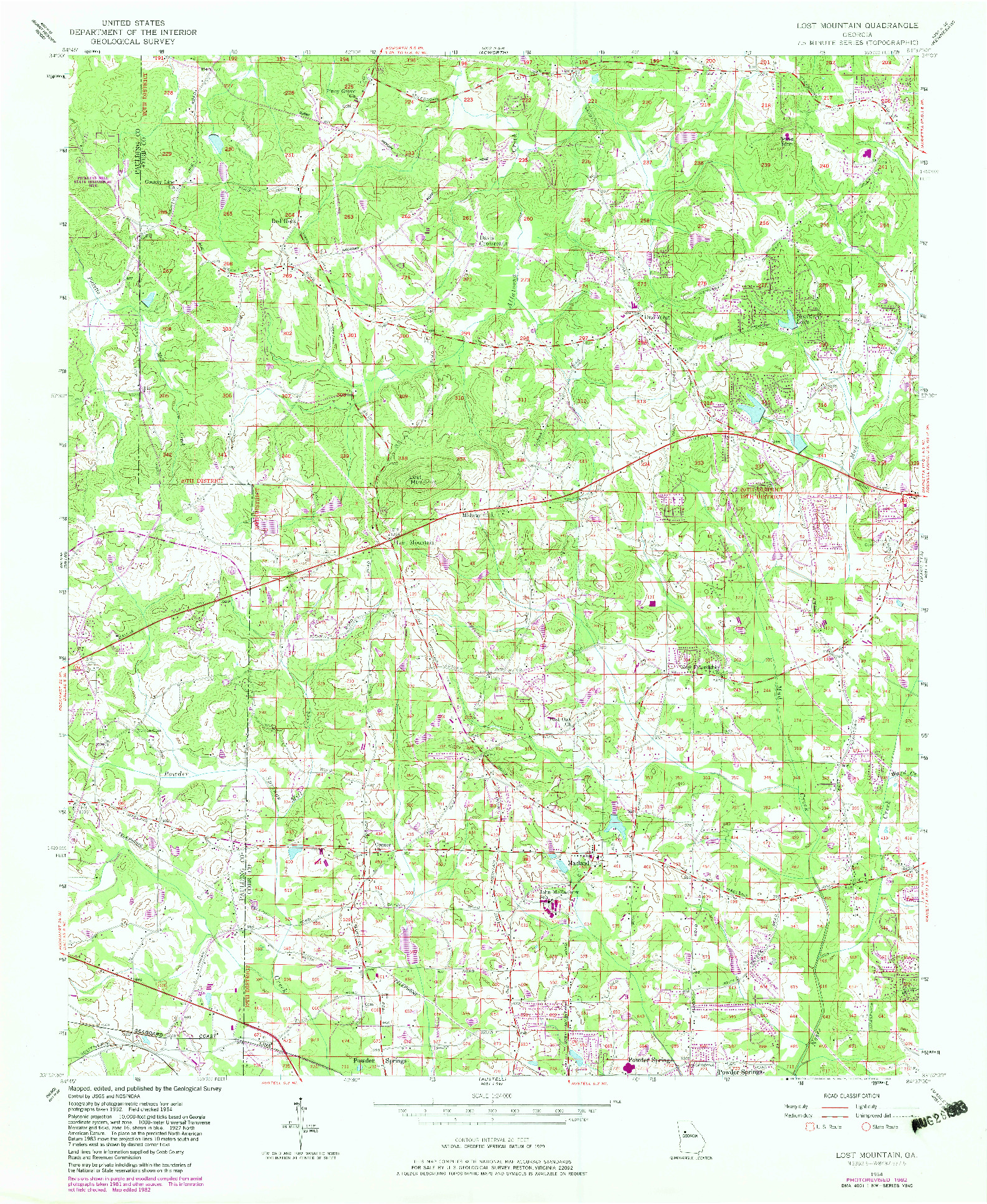 USGS 1:24000-SCALE QUADRANGLE FOR LOST MOUNTAIN, GA 1954