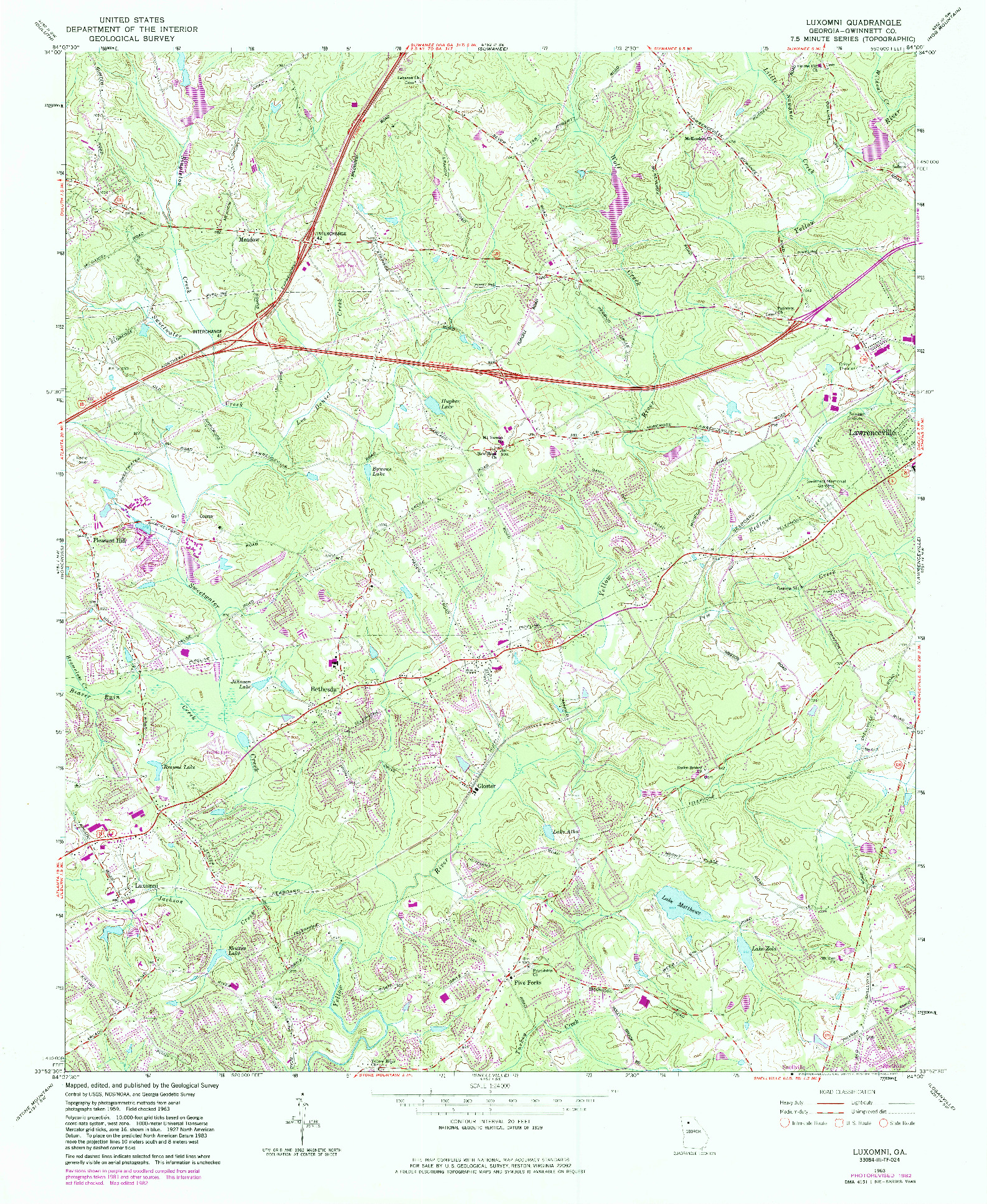 USGS 1:24000-SCALE QUADRANGLE FOR LUXOMNI, GA 1963