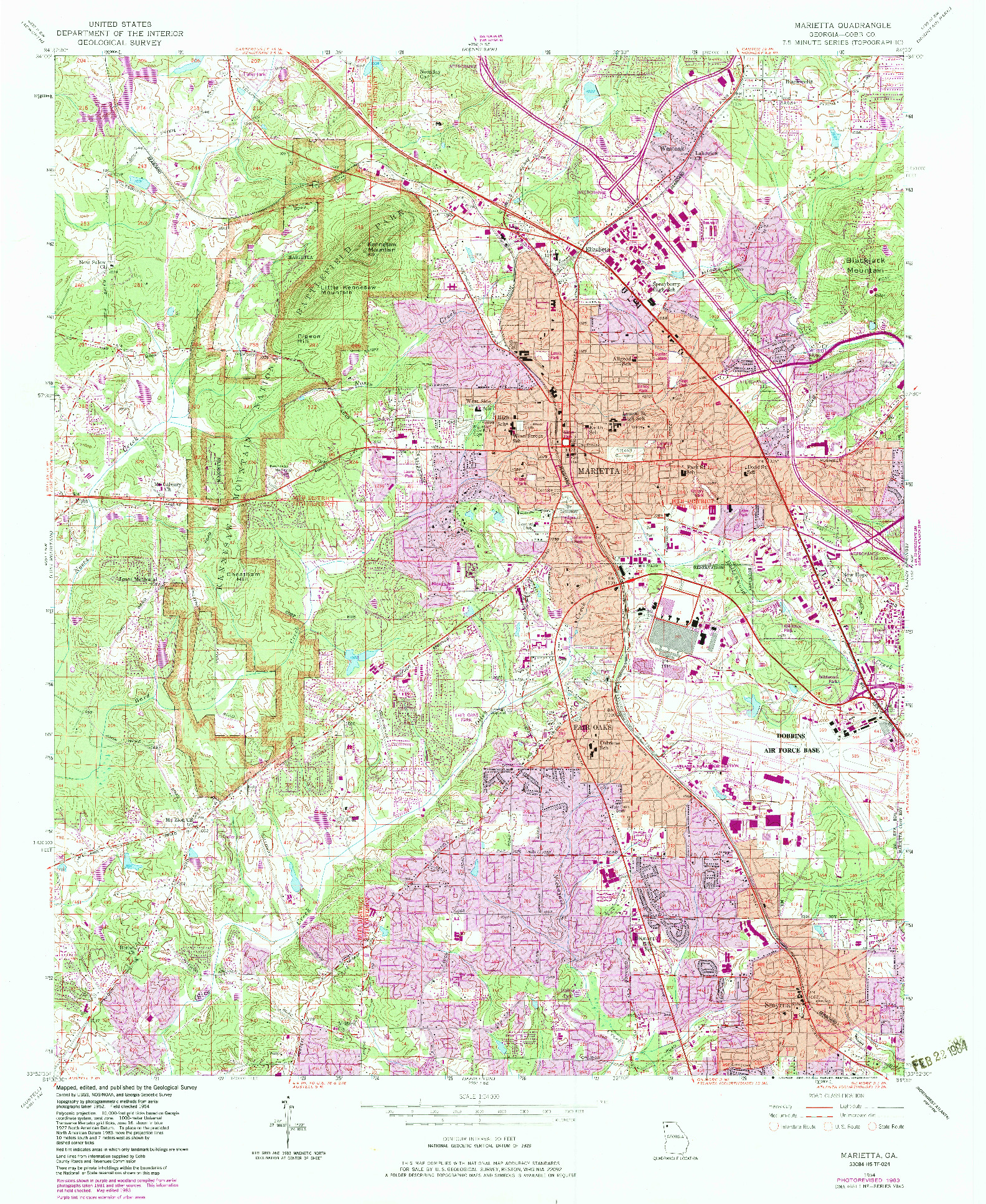 USGS 1:24000-SCALE QUADRANGLE FOR MARIETTA, GA 1954