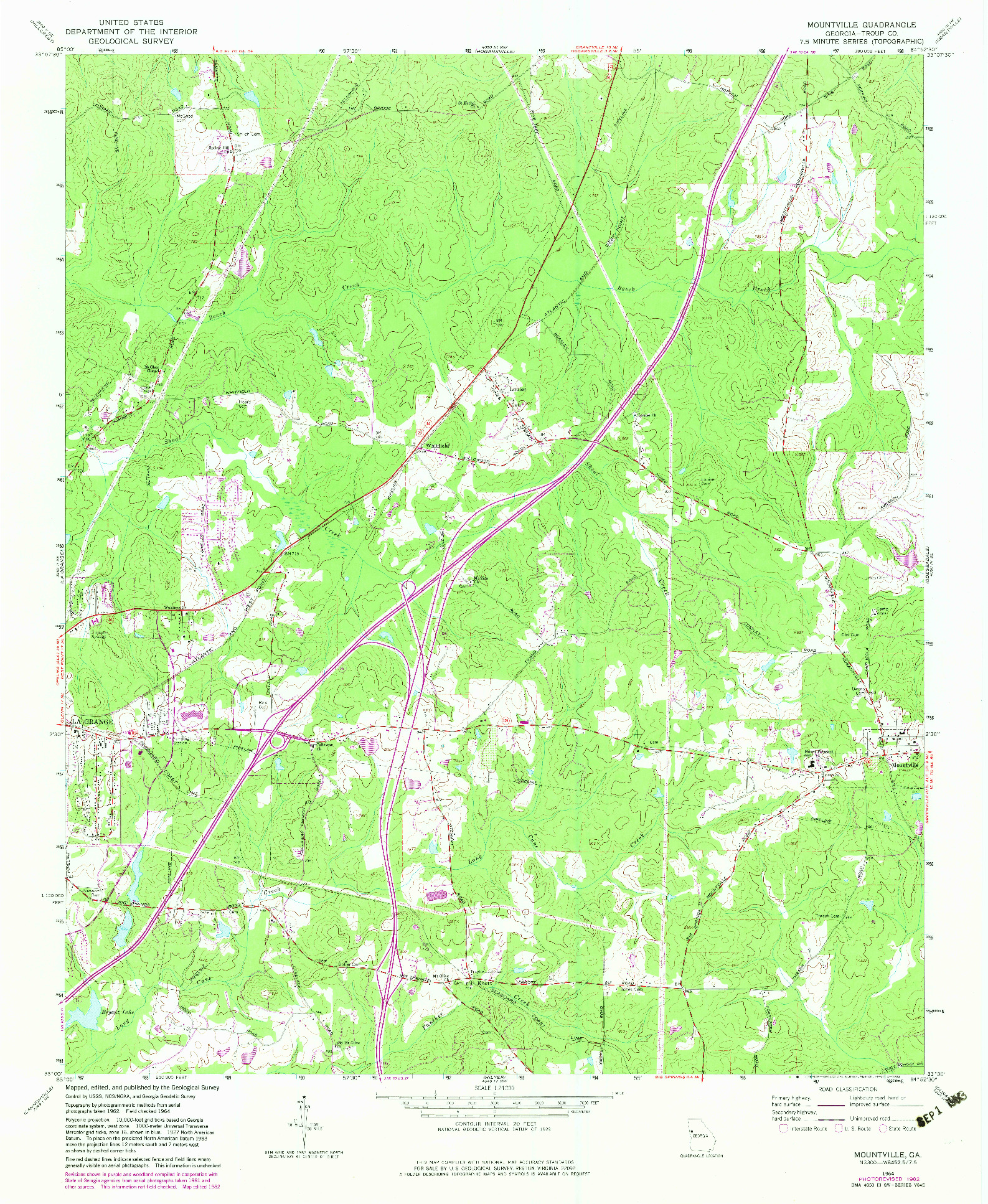 USGS 1:24000-SCALE QUADRANGLE FOR MOUNTVILLE, GA 1964