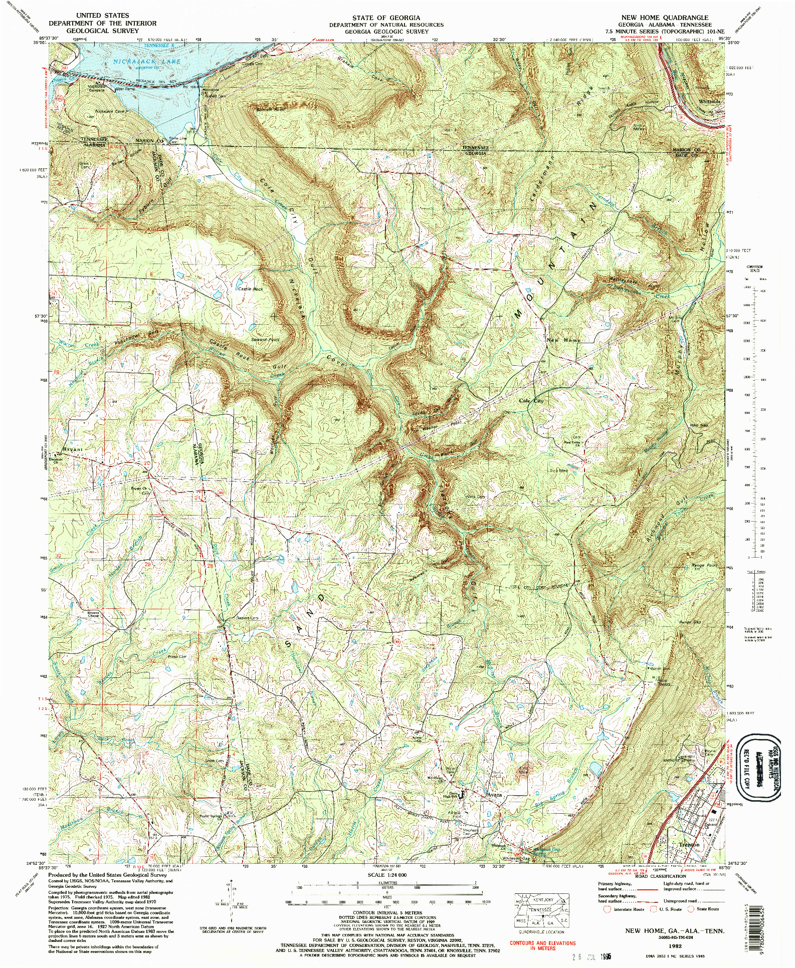USGS 1:24000-SCALE QUADRANGLE FOR NEW HOME, GA 1982