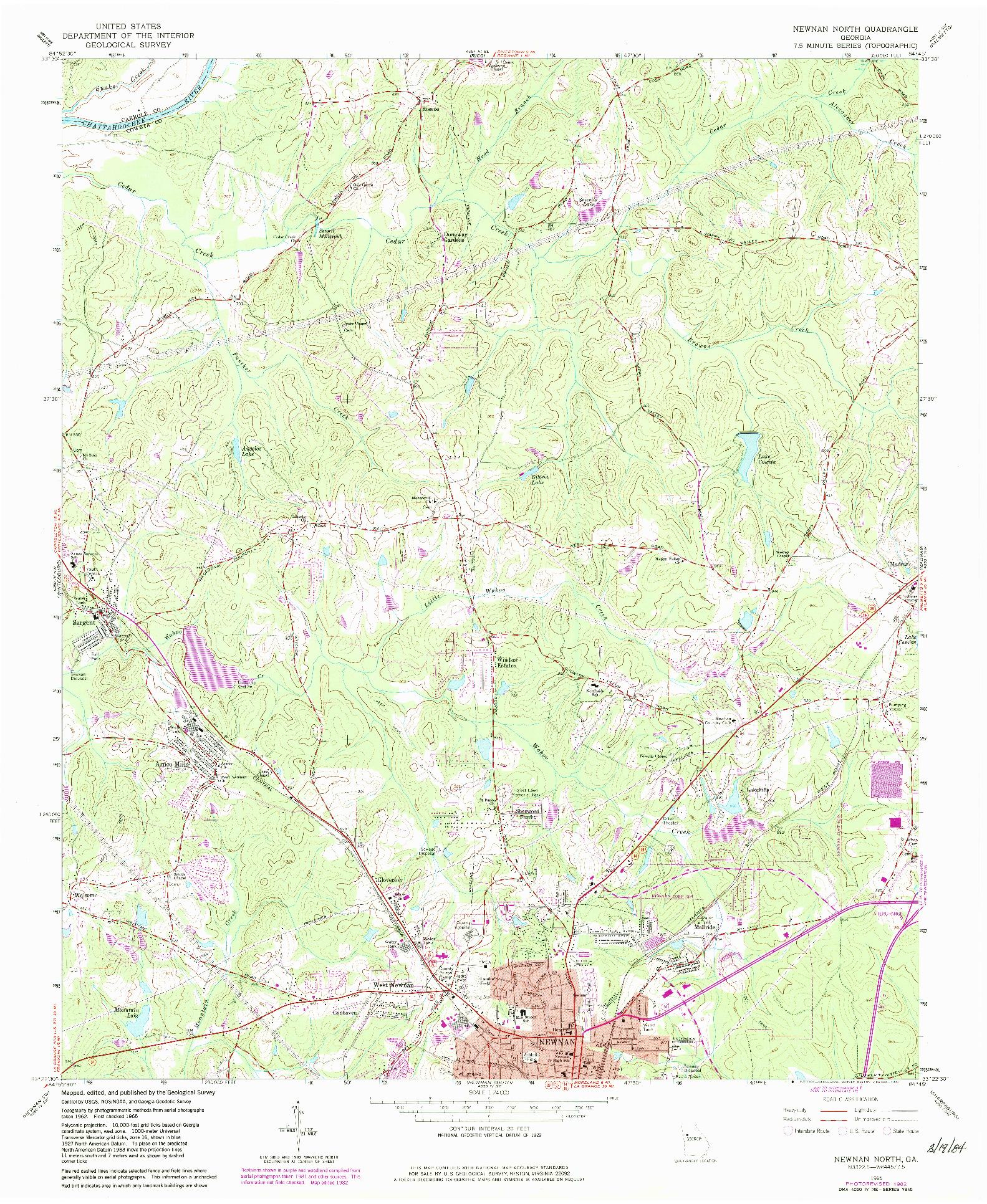 USGS 1:24000-SCALE QUADRANGLE FOR NEWNAN NORTH, GA 1965